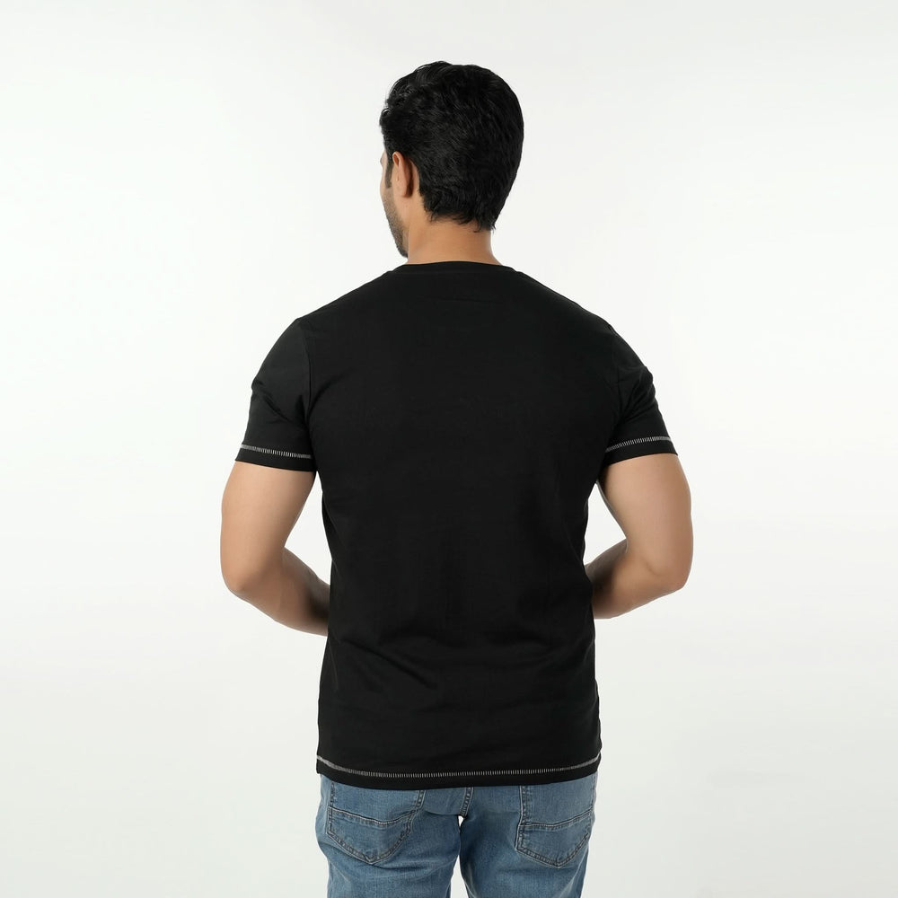 Eminent Men's Round Neck Half Sleeves Printed T-Shirt - Black, Men's T-Shirts & Polos, Eminent, Chase Value