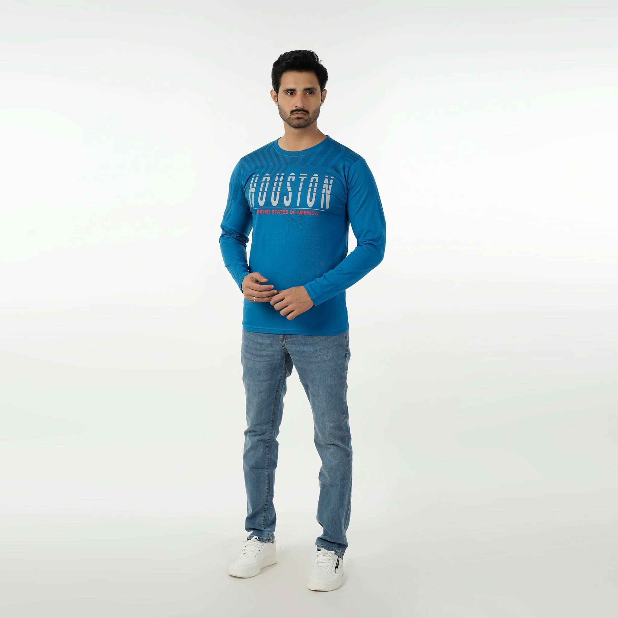 Eminent Men's Round Neck Full Sleeves T-Shirt - Blue, Men's T-Shirts & Polos, Eminent, Chase Value
