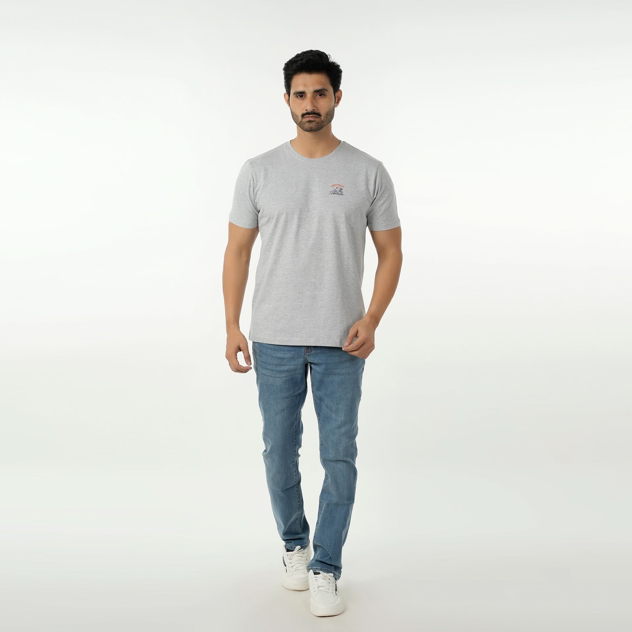 Eminent Men's Round Neck Half Sleeves Printed T-Shirt - Ash Grey, Men's T-Shirts & Polos, Eminent, Chase Value