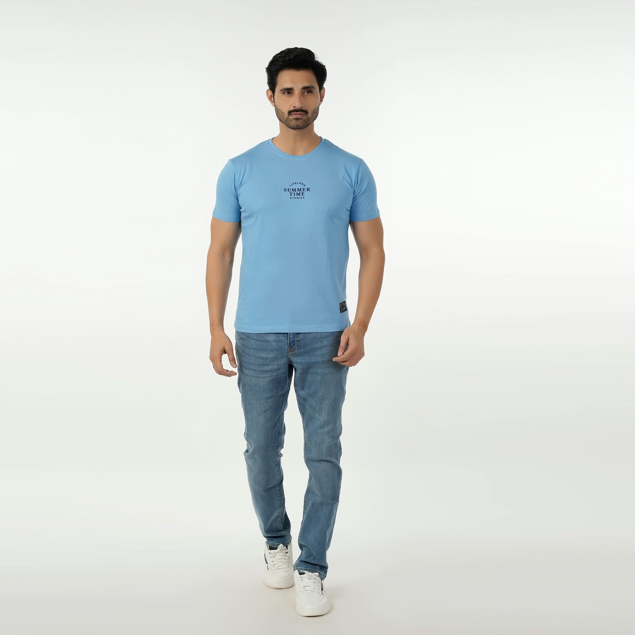Eminent Men's Round Neck Half Sleeves T-Shirt - Pacific, Men's T-Shirts & Polos, Eminent, Chase Value