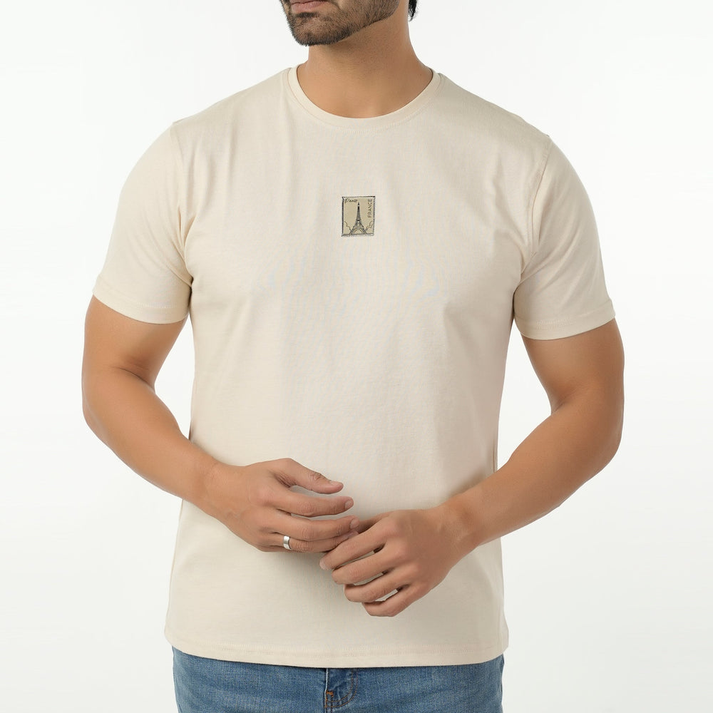 Eminent Men's Round Neck Half Sleeves T-Shirt  - Beige, Men's T-Shirts & Polos, Eminent, Chase Value