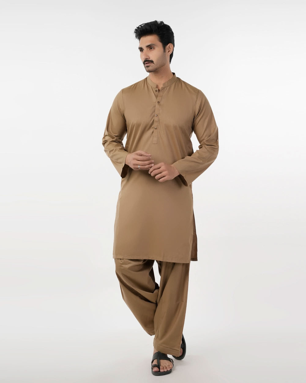 Men's Slim Fit Kurta Shalwar - Dark Brown, Men's Shalwar Kameez, Chase Value, Chase Value