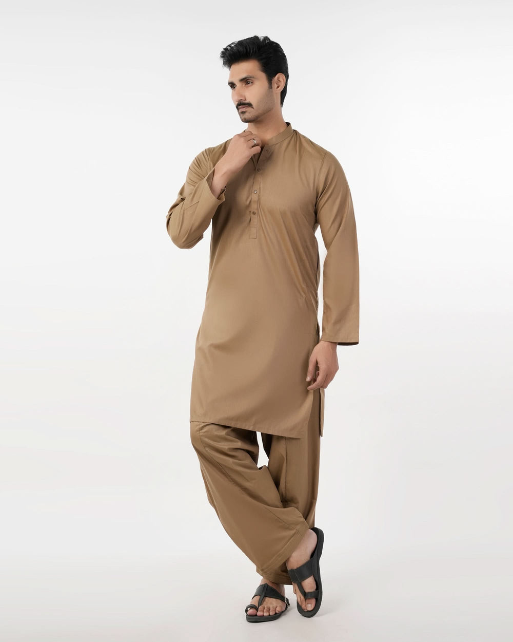 Men's Slim Fit Kurta Shalwar - Dark Brown, Men's Shalwar Kameez, Chase Value, Chase Value