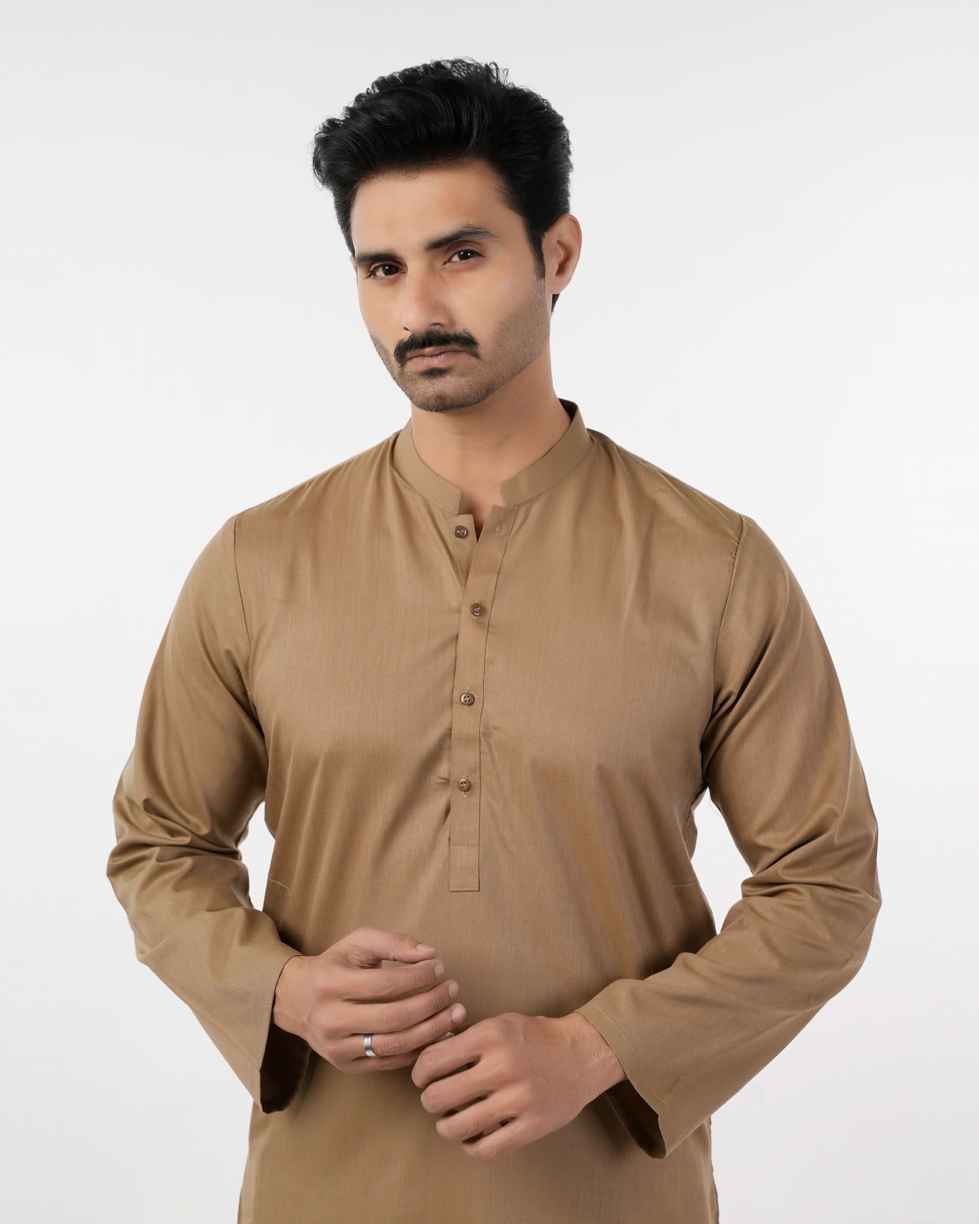 Men's Slim Fit Kurta Shalwar - Dark Brown, Men's Shalwar Kameez, Chase Value, Chase Value