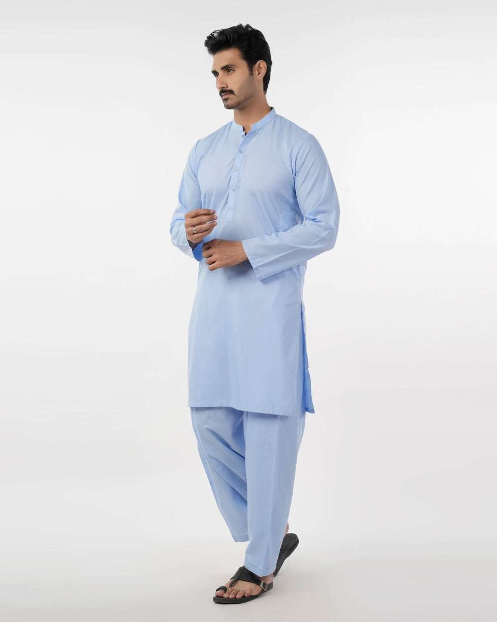 Men's Slim Fit Kurta Shalwar Suit - Sky Blue, Men's Shalwar Kameez, Chase Value, Chase Value