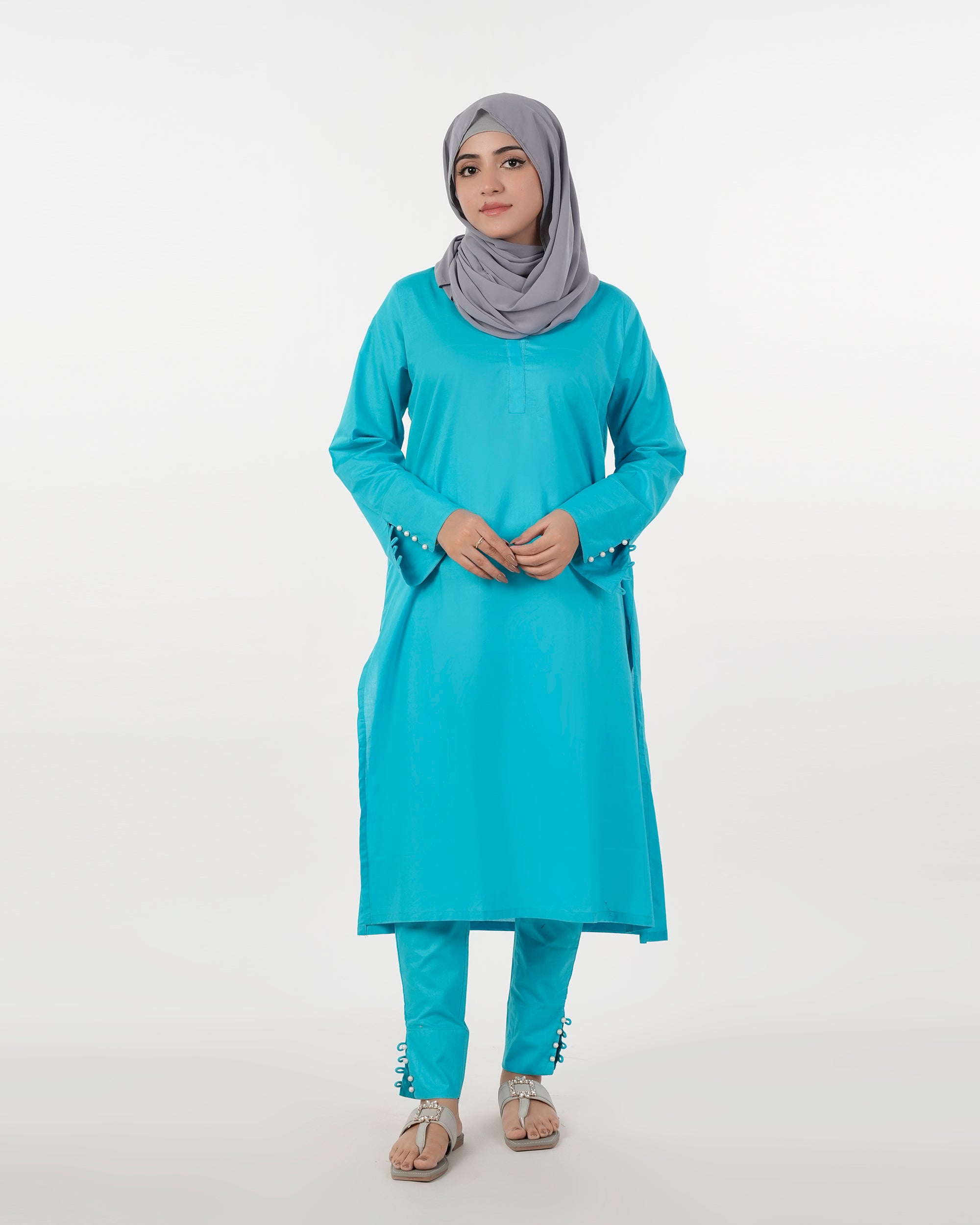 Valuable Women's Plain Suit – 2-Piece Set for Smart & Casual Wear - Cyan, Women Shalwar Suits, Chase Value, Chase Value