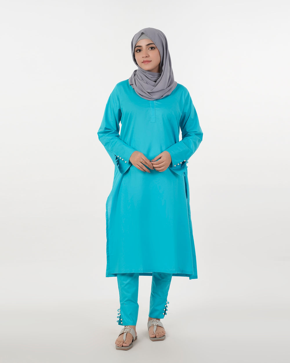 Valuable Women's Plain Suit – 2-Piece Set for Smart & Casual Wear - Cyan, Women Shalwar Suits, Chase Value, Chase Value