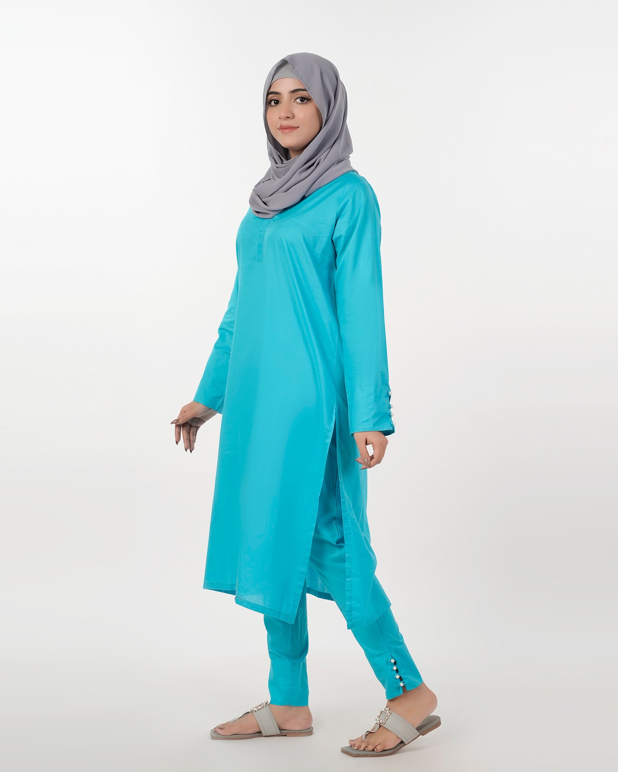 Valuable Women's Plain Suit – 2-Piece Set for Smart & Casual Wear - Cyan, Women Shalwar Suits, Chase Value, Chase Value