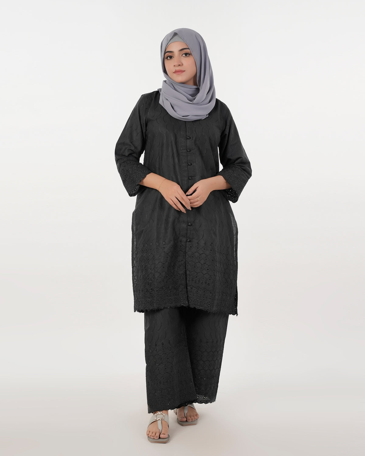 Valuable Women’s Fusion Embroidered Suit – 2-Piece Stylish Set - Black, Women Shalwar Suits, Chase Value, Chase Value