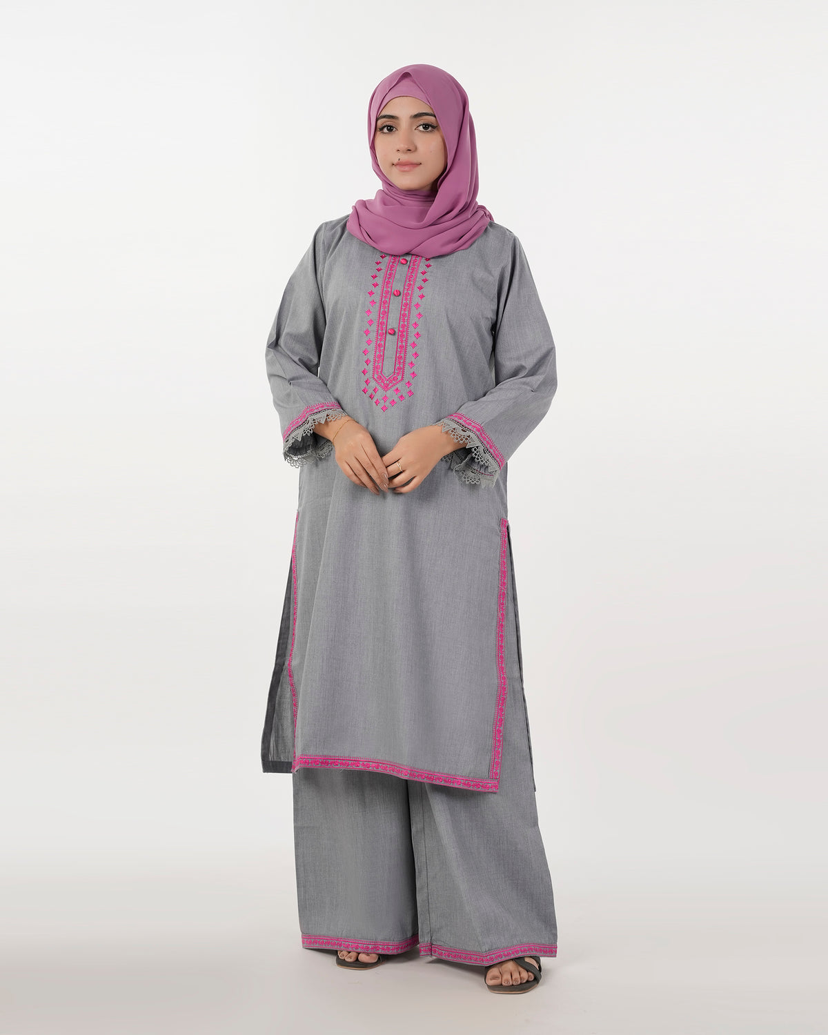 Eminent Women's Embroidered 2Pcs Stitched Suit - Grey, Women Shalwar Suits, Eminent, Chase Value