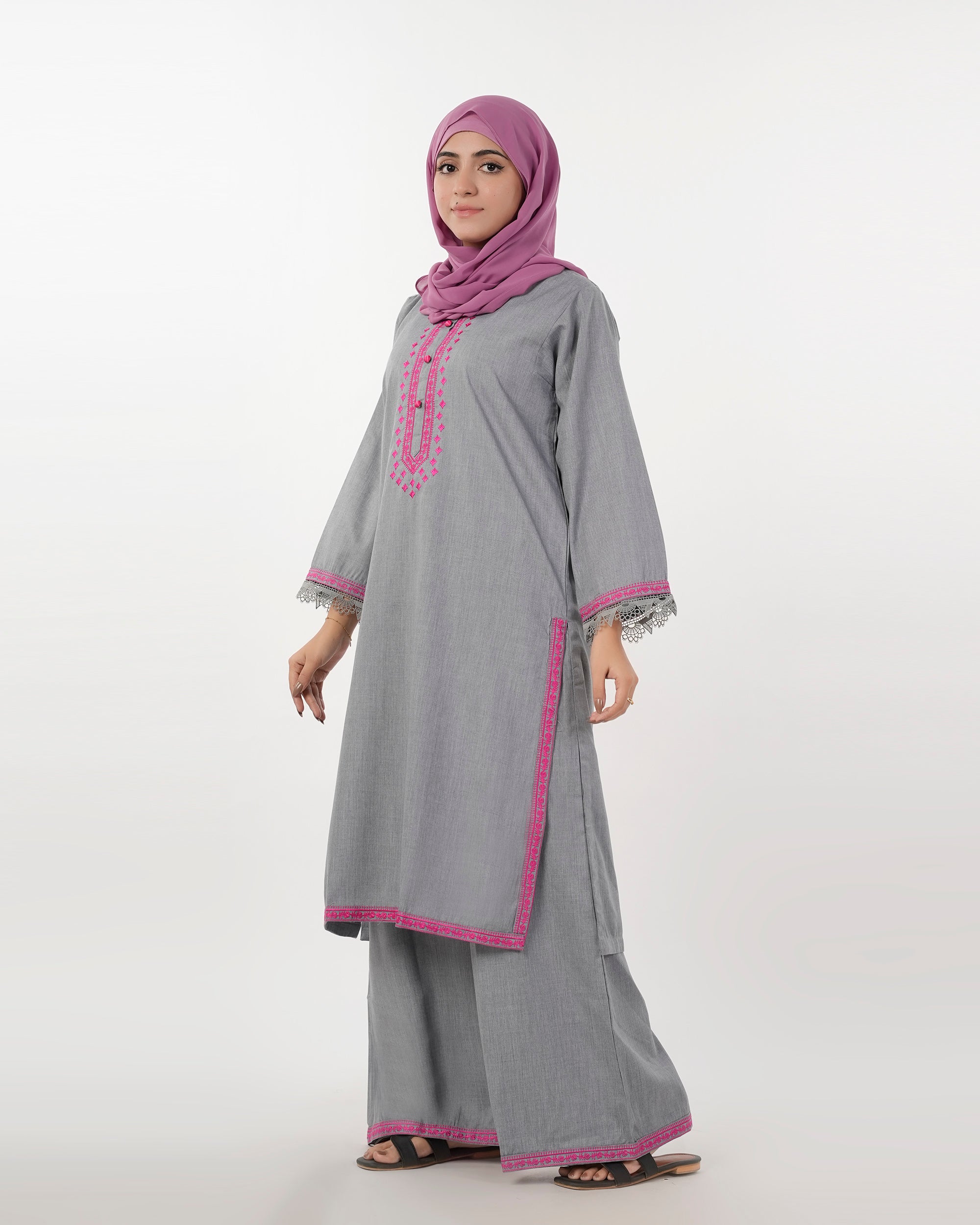 Eminent Women's Embroidered 2Pcs Stitched Suit - Grey, Women Shalwar Suits, Eminent, Chase Value