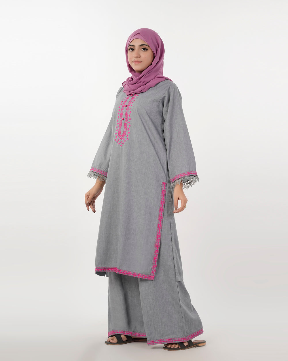 Eminent Women's Embroidered 2Pcs Stitched Suit - Grey, Women Shalwar Suits, Eminent, Chase Value