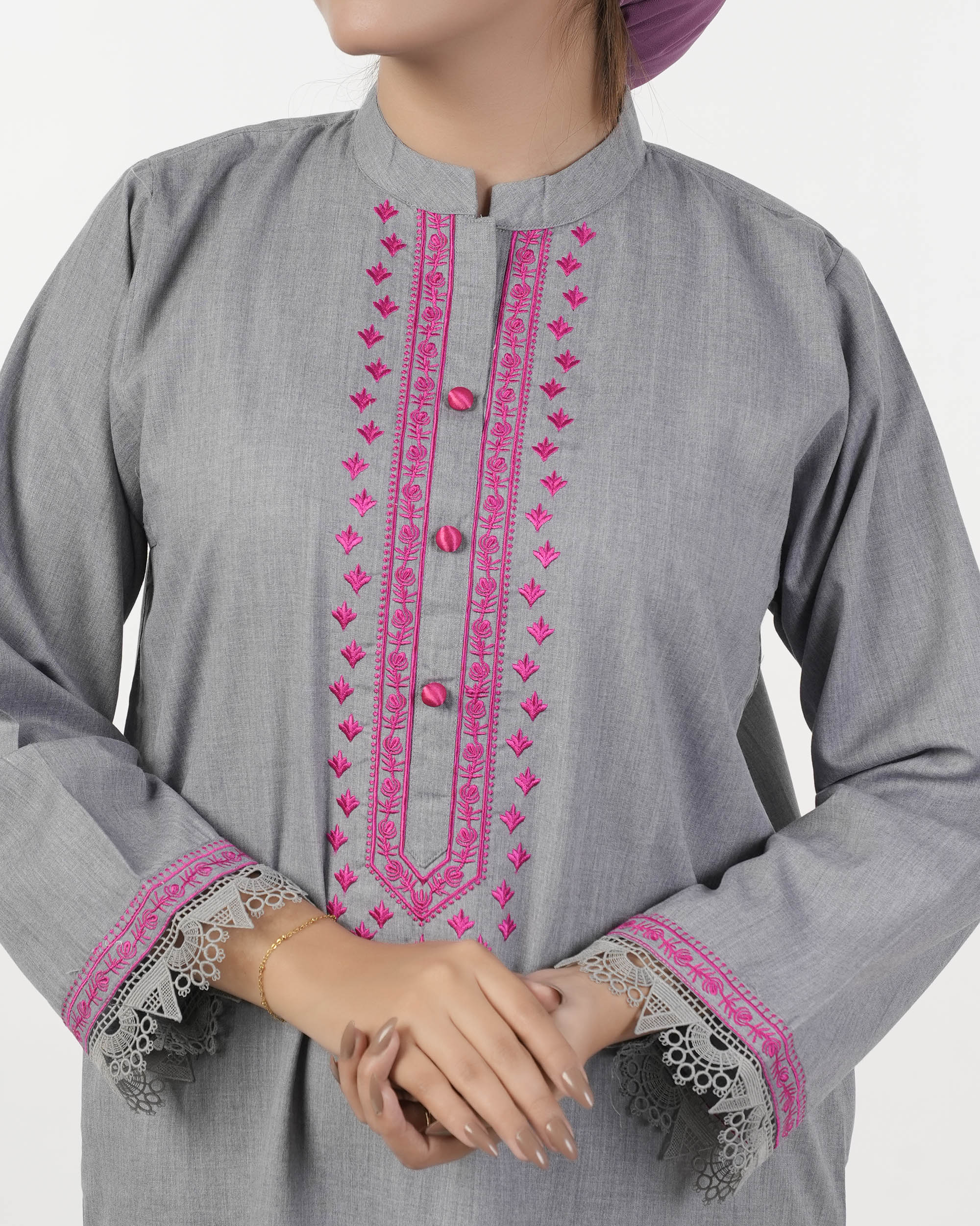 Eminent Women's Embroidered 2Pcs Stitched Suit - Grey, Women Shalwar Suits, Eminent, Chase Value