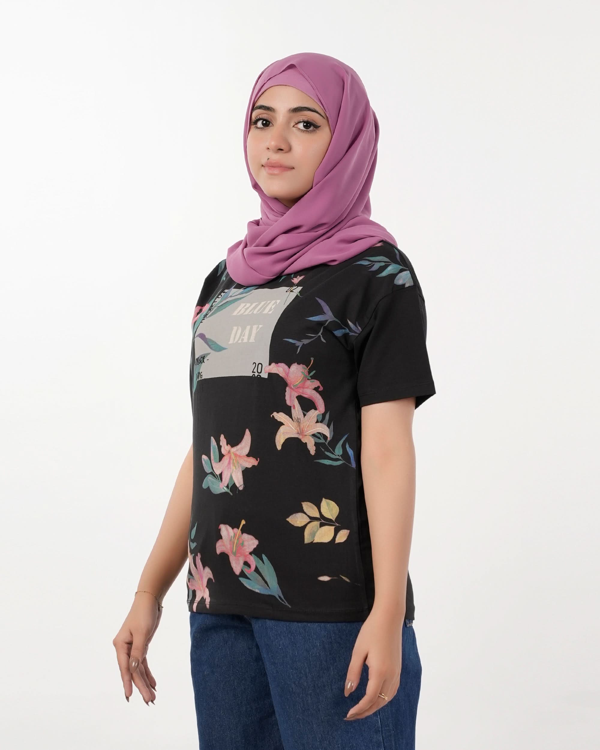 Eminent Women's Half Sleeves Printed T-Shirt - Black, Women T-Shirts & Tops, Eminent, Chase Value