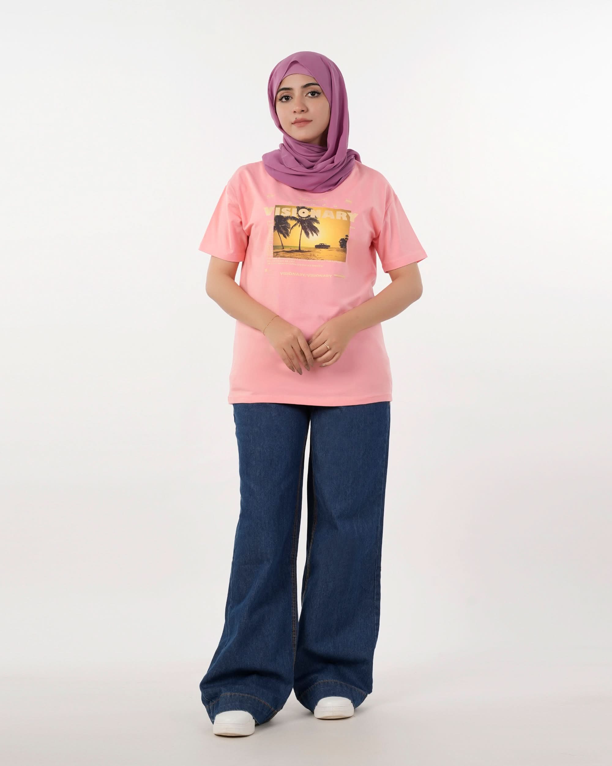 Eminent Women's Half Sleeves Printed T-Shirt - Pink, Women T-Shirts & Tops, Eminent, Chase Value