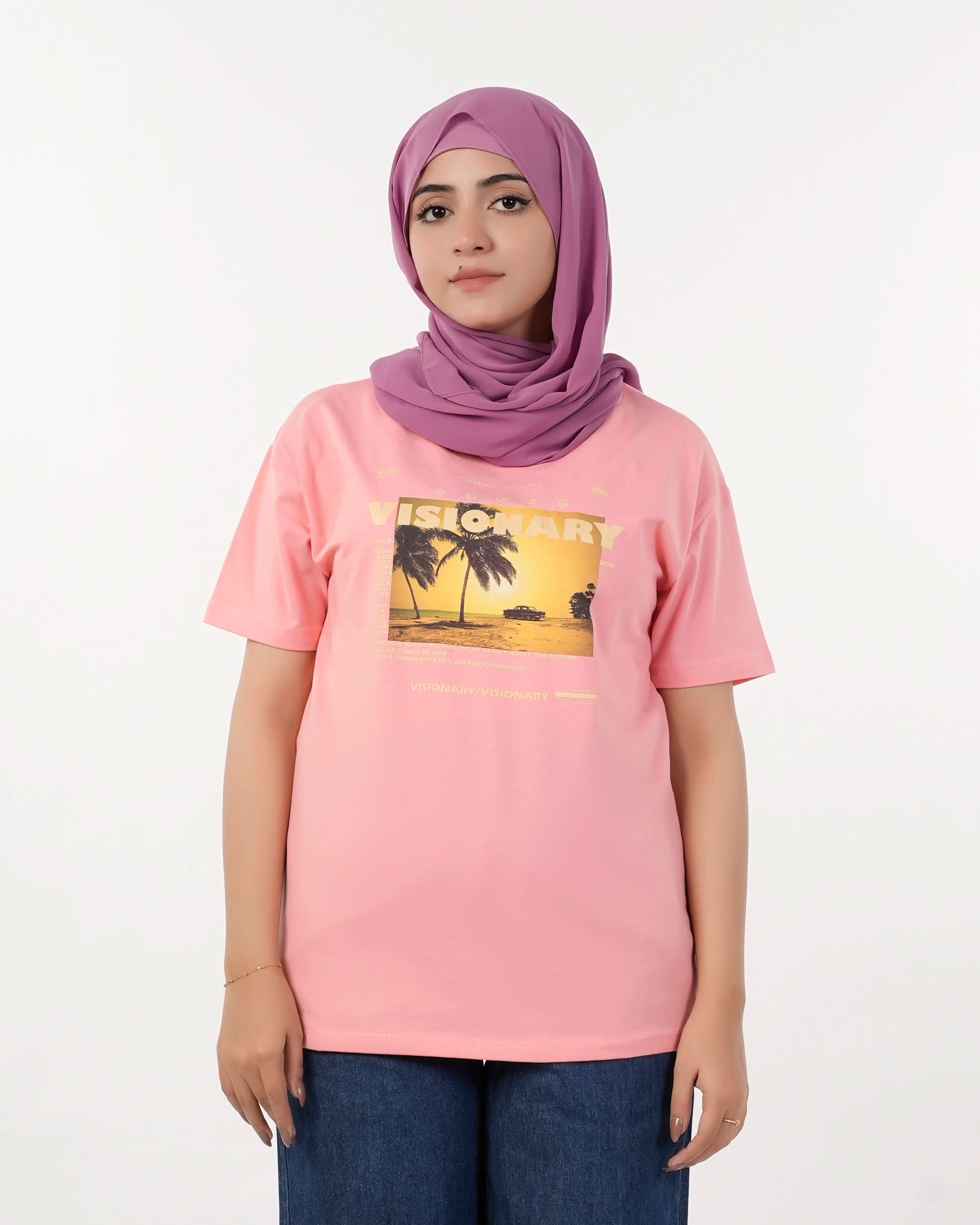 Eminent Women's Half Sleeves Printed T-Shirt - Pink, Women T-Shirts & Tops, Eminent, Chase Value