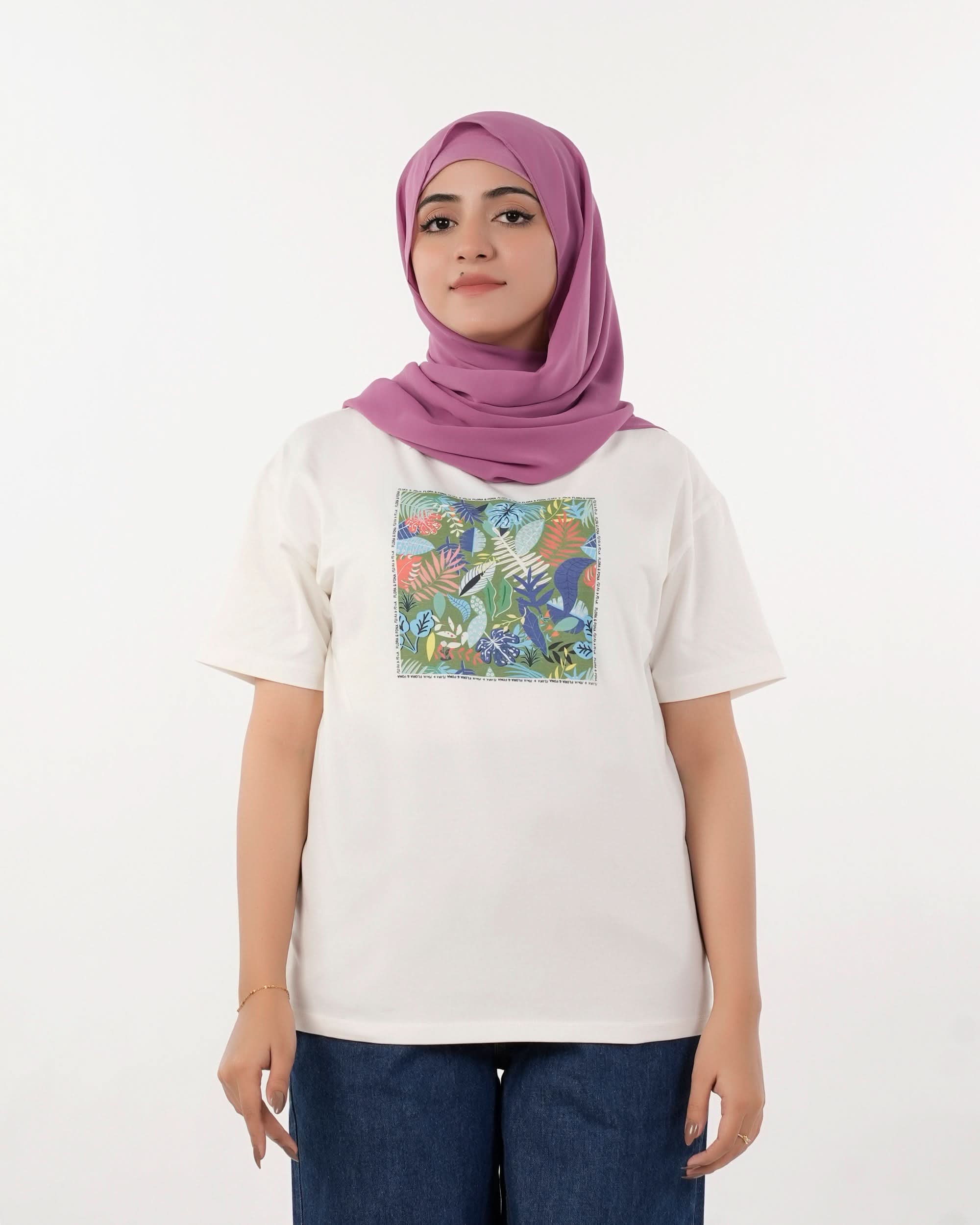 Eminent Women's Half Sleeves Printed T-Shirt - Off White, Women T-Shirts & Tops, Eminent, Chase Value