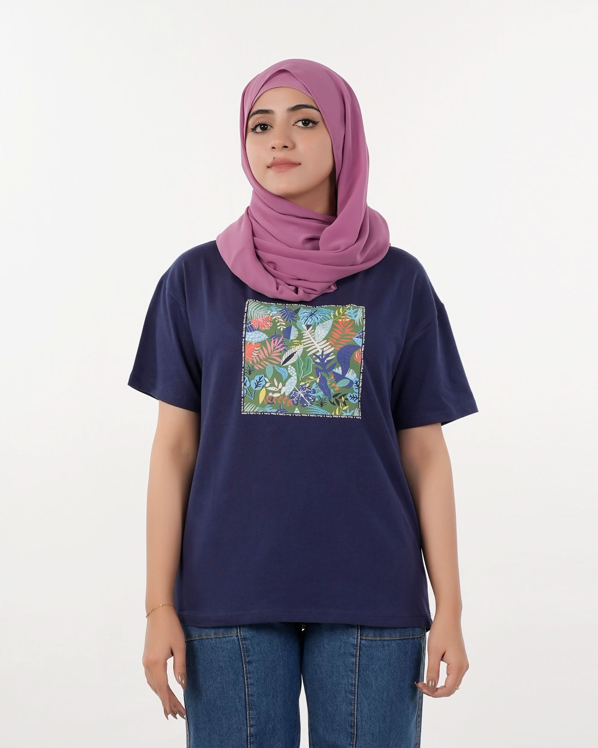 Eminent Women's Half Sleeves Printed T-Shirt - Medival Blue, Women T-Shirts & Tops, Eminent, Chase Value