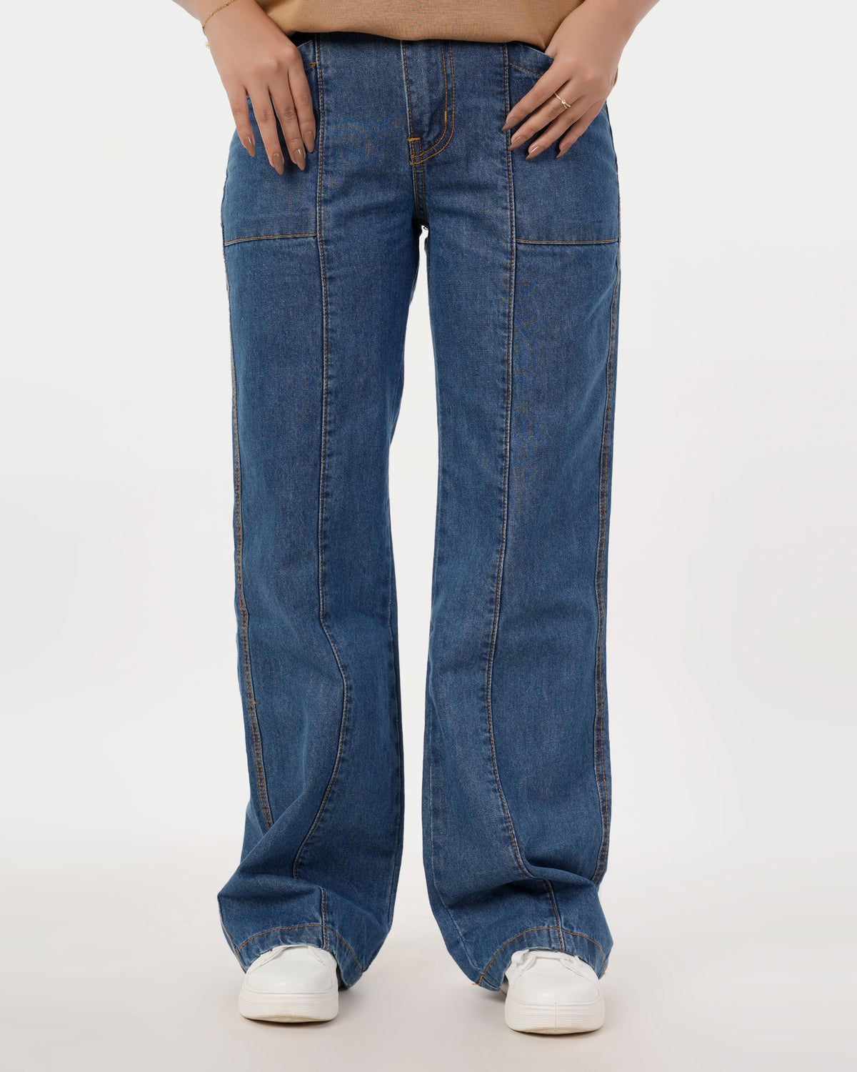 Eminent Women's Wider Leg Denim Pant - Mid Blue, Women Pants & Tights, Eminent, Chase Value