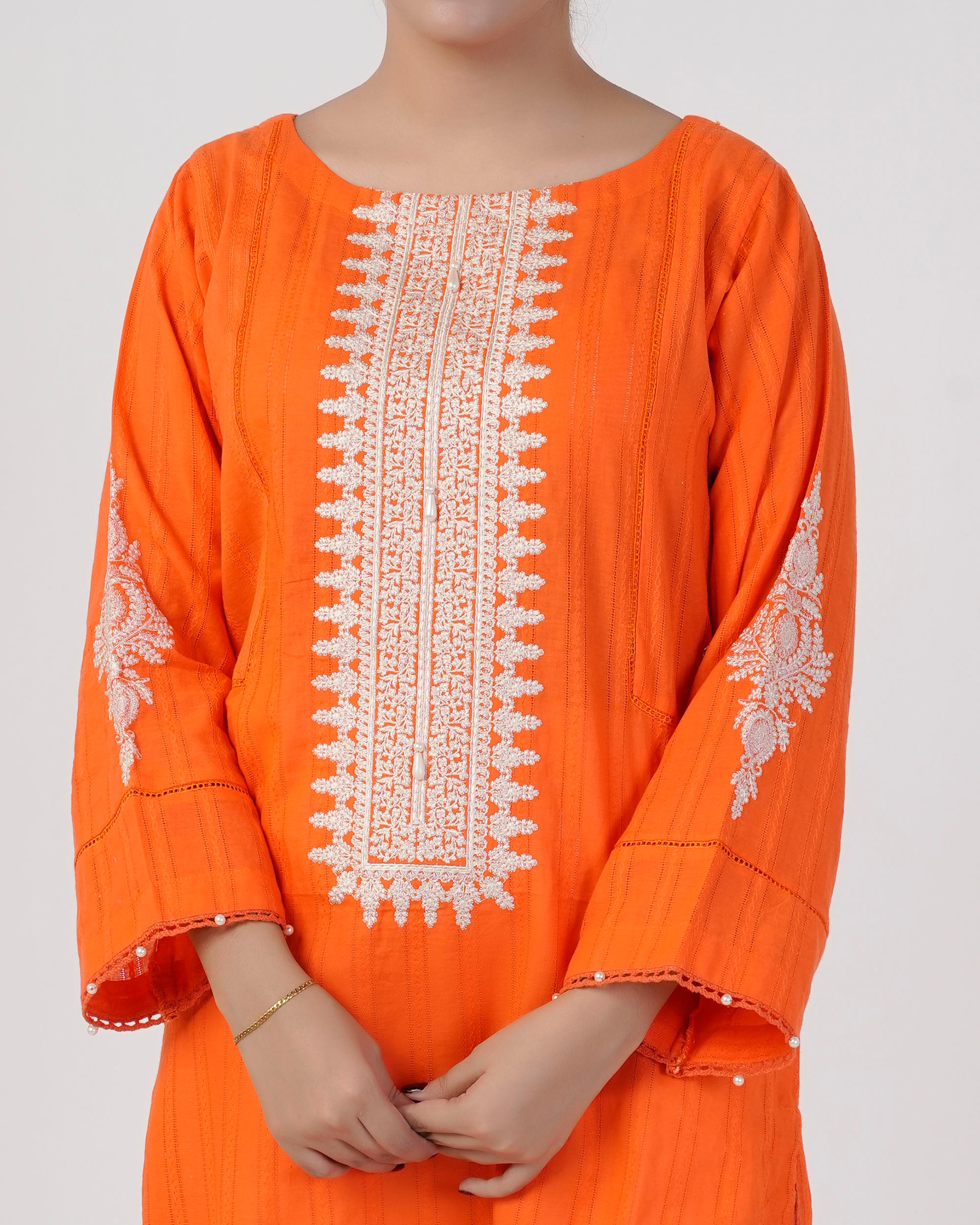 Eminent Women's Embroidered Kurti - Orange, Women Ready Kurtis, Eminent, Chase Value