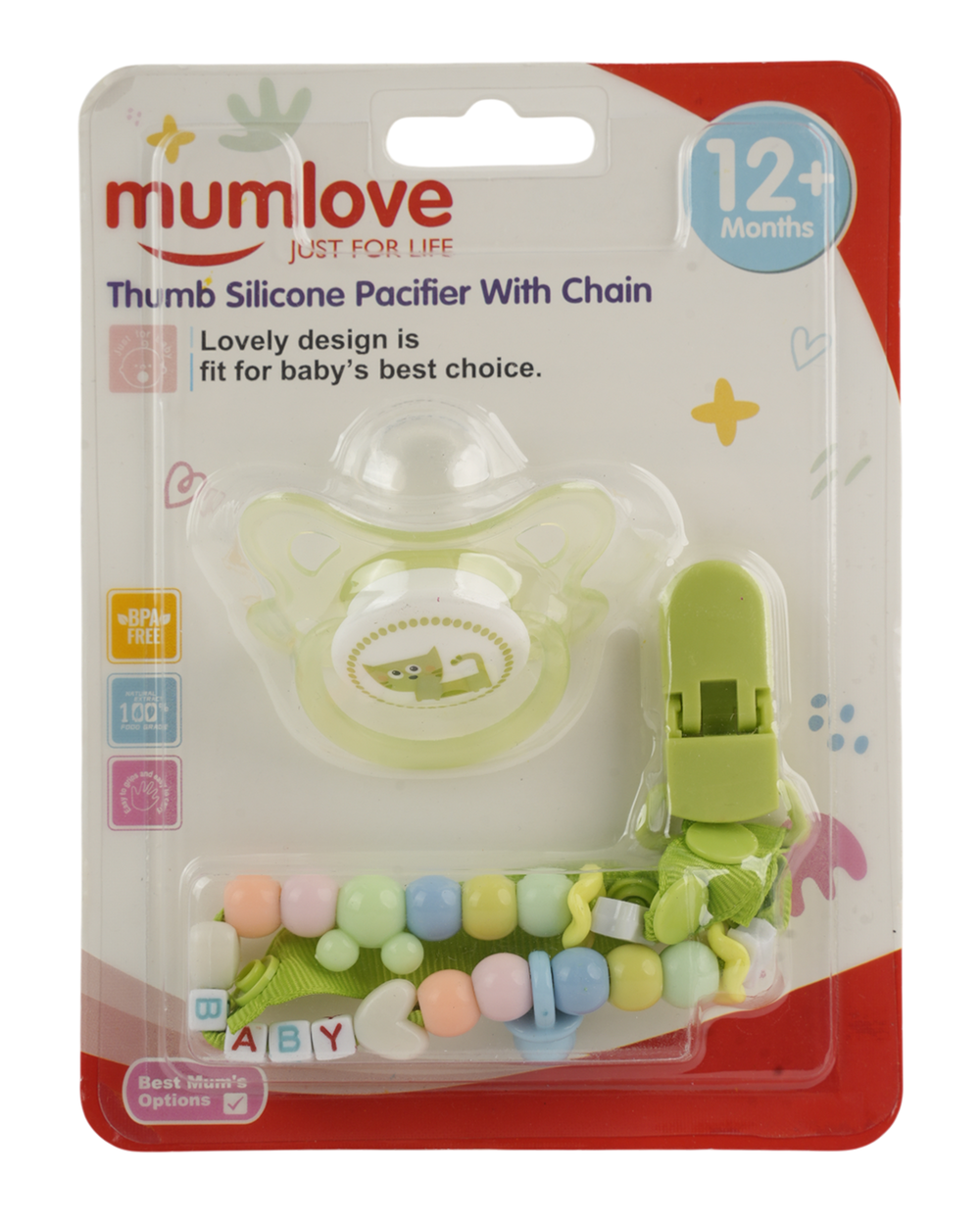 Mum Love Thumb Silicone Pacifier With Chain, Feeding Supplies, Mum love, Chase Value