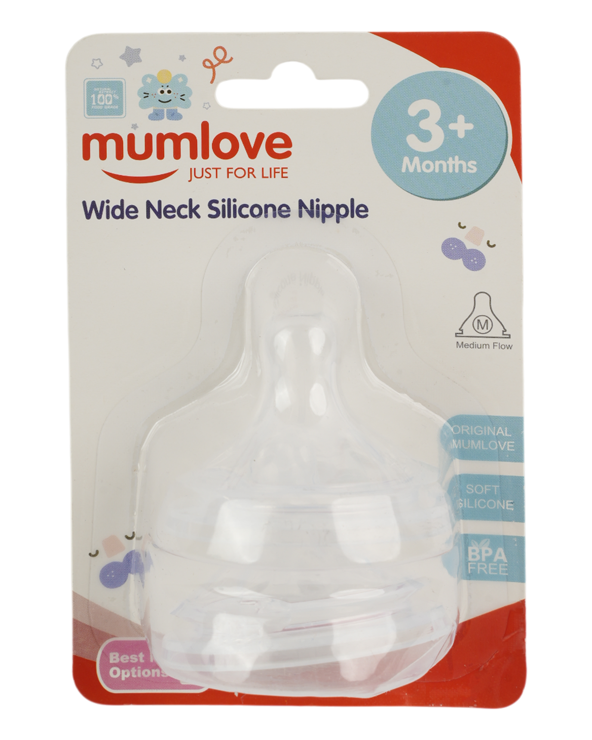 Mum Love Wide Neck Silicone Nipple 2pcs, Feeding Supplies, Mum love, Chase Value