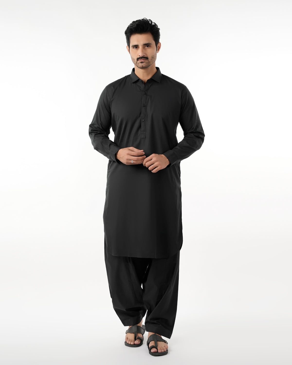 Eminent Men's Trim Fit Shalwar Suit Plain - Black, Men's Shalwar Kameez, Eminent, Chase Value