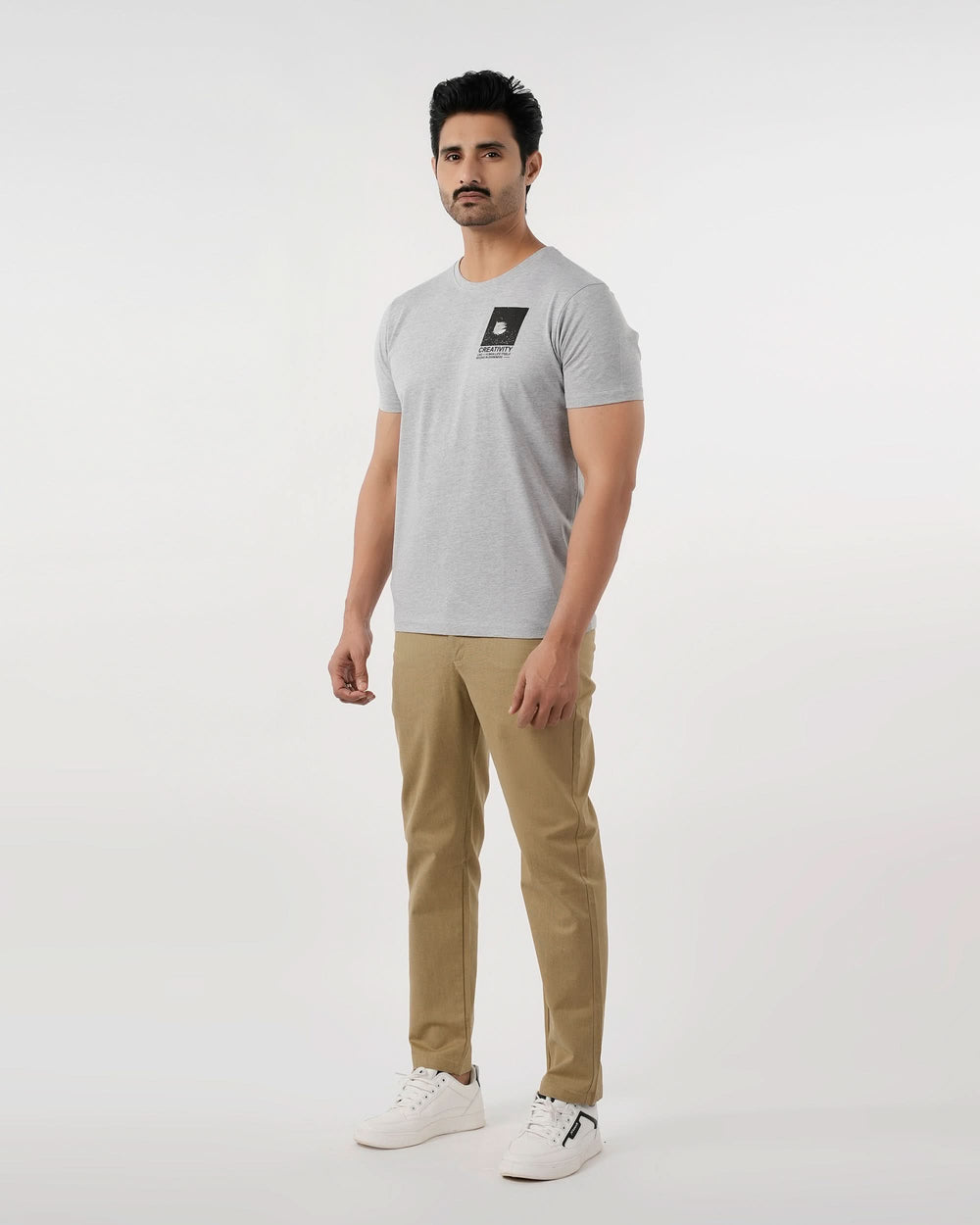 Eminent Men's Round Neck Half Sleeves Printed T-Shirt - Ash Grey, Men's T-Shirts & Polos, Eminent, Chase Value