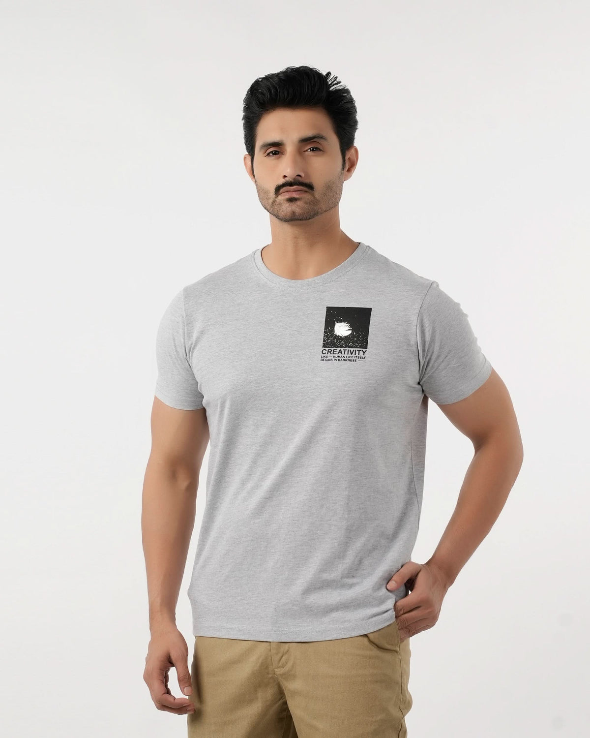 Eminent Men's Round Neck Half Sleeves Printed T-Shirt - Ash Grey, Men's T-Shirts & Polos, Eminent, Chase Value