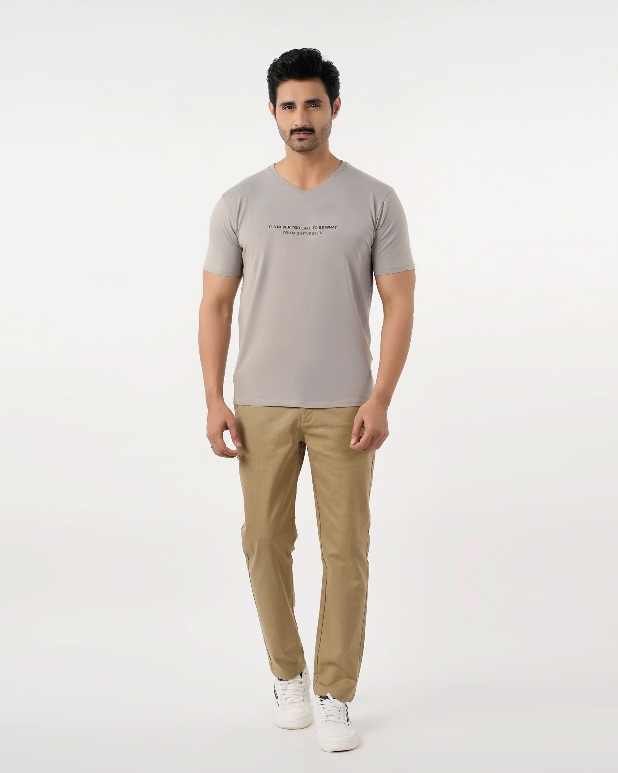 Eminent Men's Round Neck Half Sleeves Printed T-Shirt - Ash Grey, Men's T-Shirts & Polos, Eminent, Chase Value