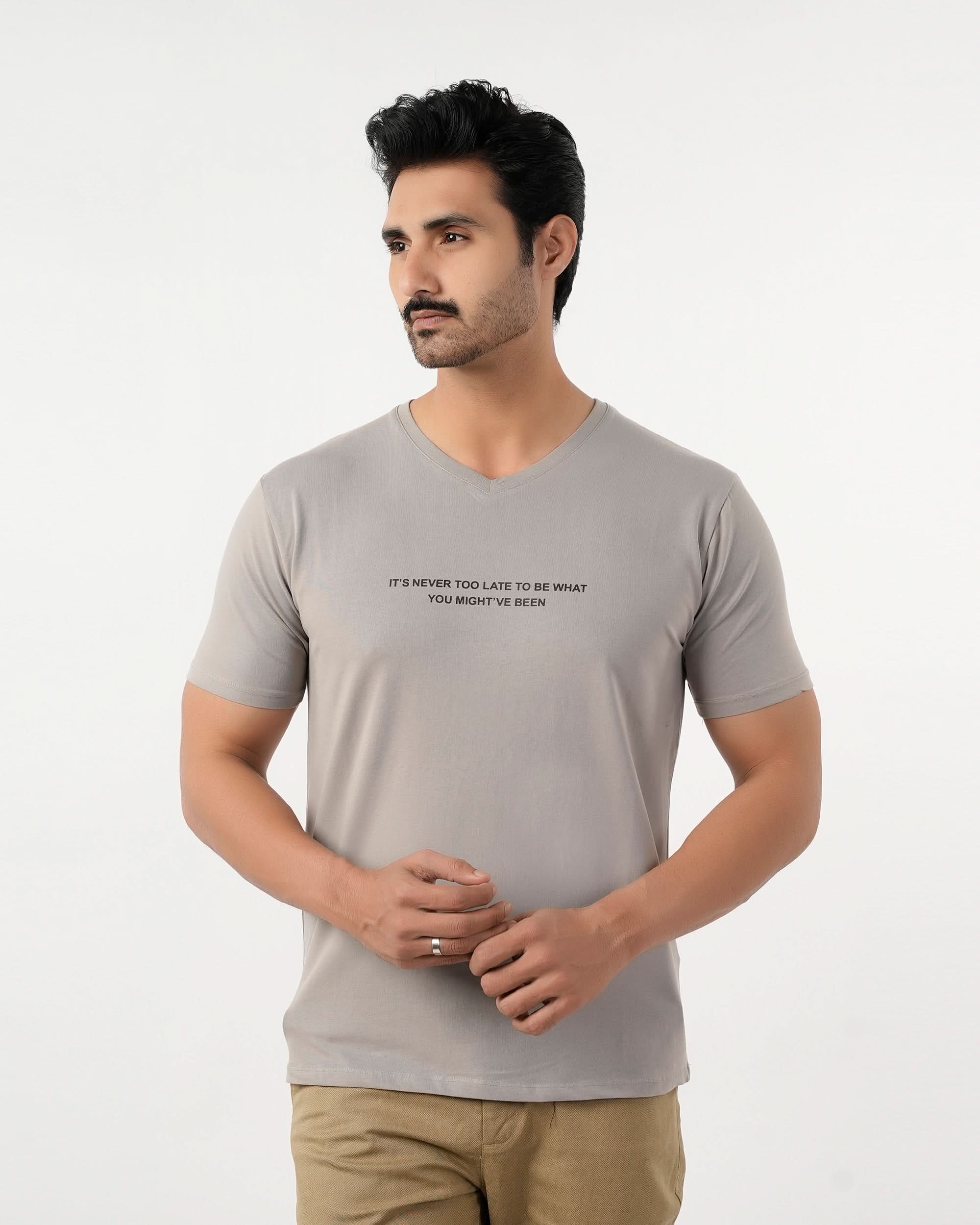 Eminent Men's Round Neck Half Sleeves Printed T-Shirt - Ash Grey, Men's T-Shirts & Polos, Eminent, Chase Value