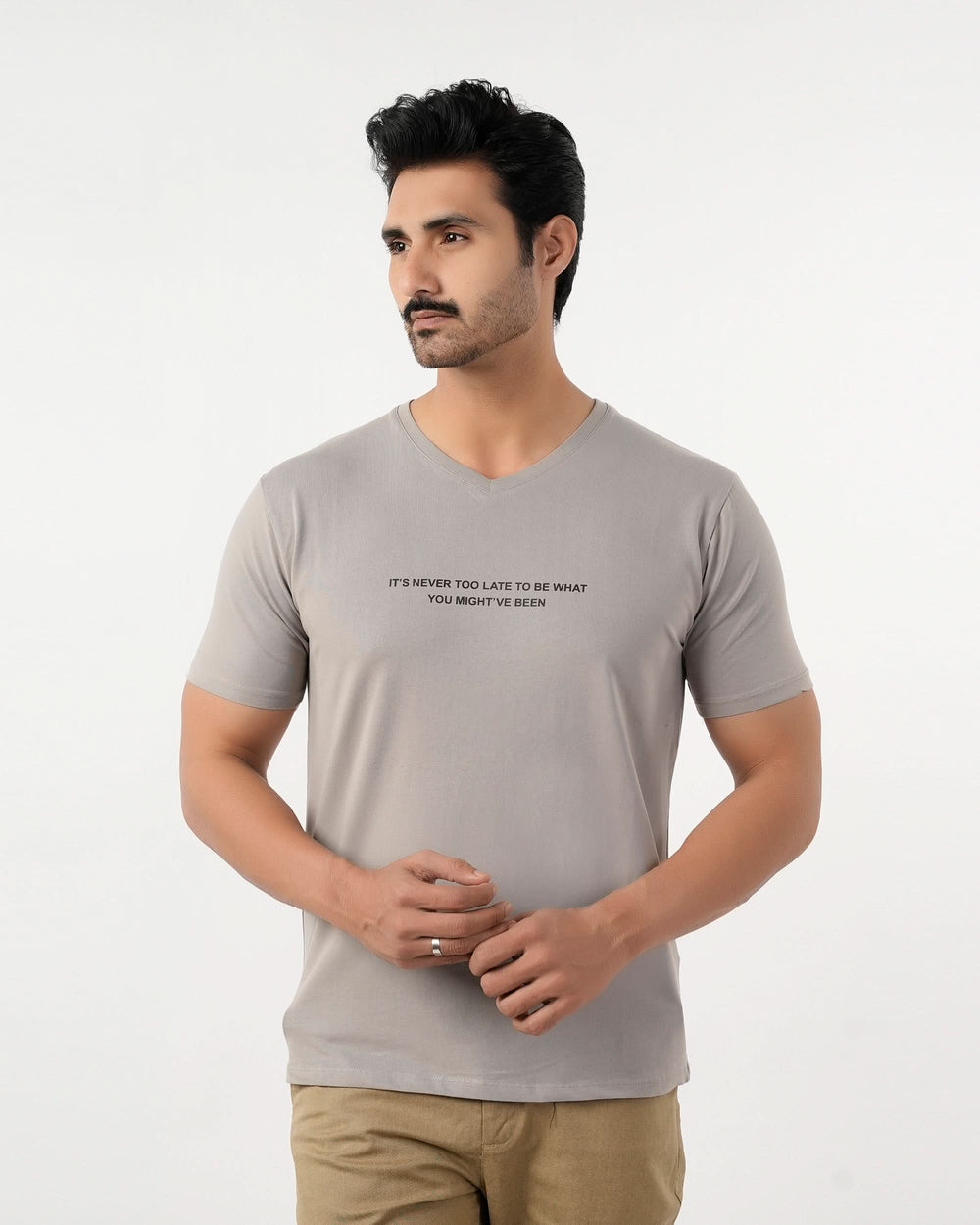 Eminent Men's Round Neck Half Sleeves Printed T-Shirt - Ash Grey, Men's T-Shirts & Polos, Eminent, Chase Value