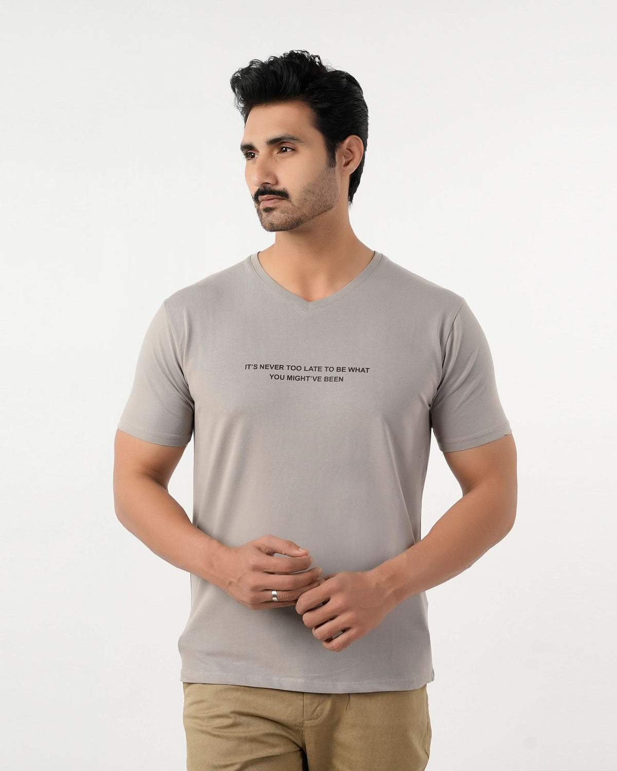 Eminent Men's Round Neck Half Sleeves Printed T-Shirt - Ash Grey, Men's T-Shirts & Polos, Eminent, Chase Value