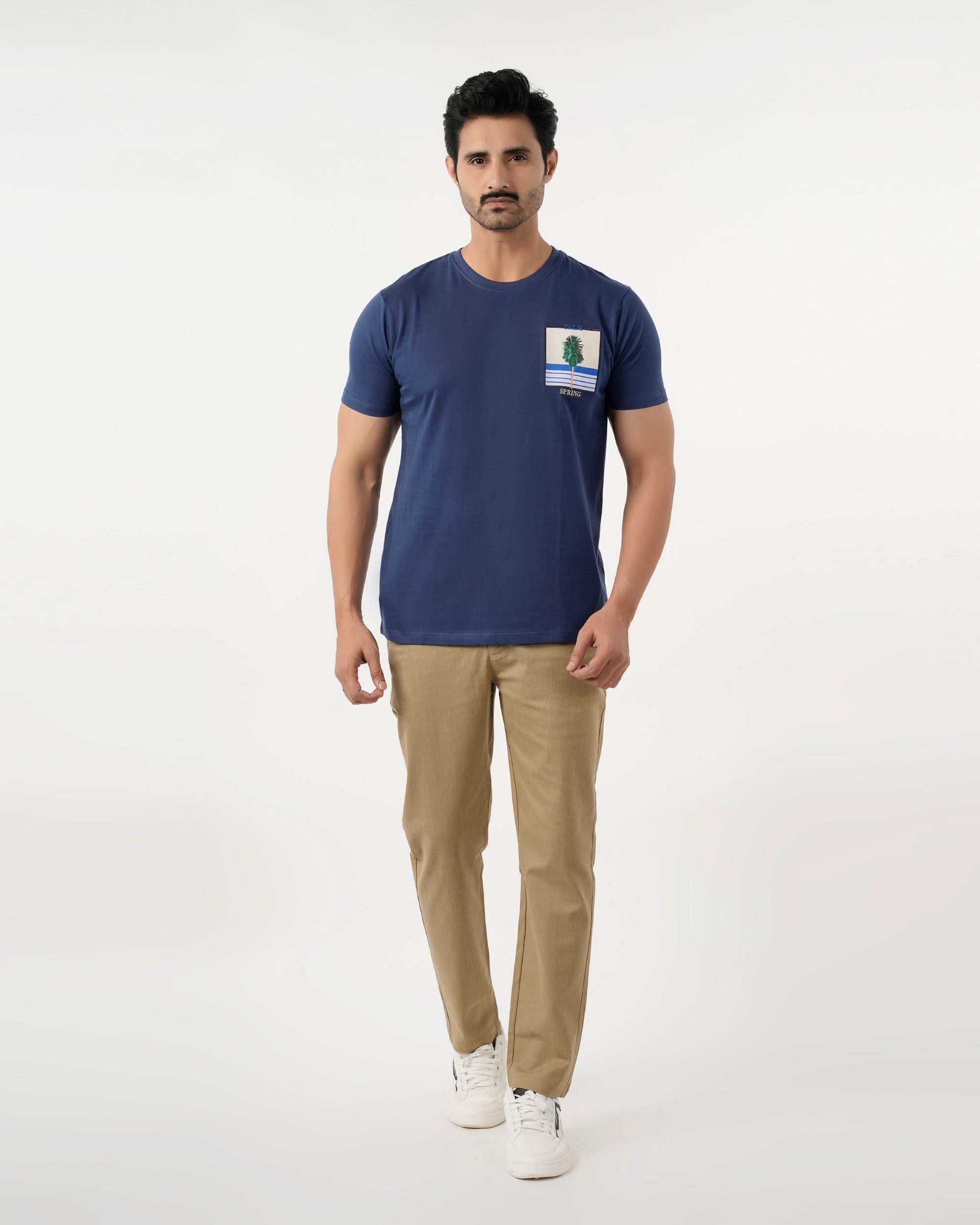 Eminent Men's Round Neck Half Sleeves Printed T-Shirt - Navy Blue, Men's T-Shirts & Polos, Eminent, Chase Value