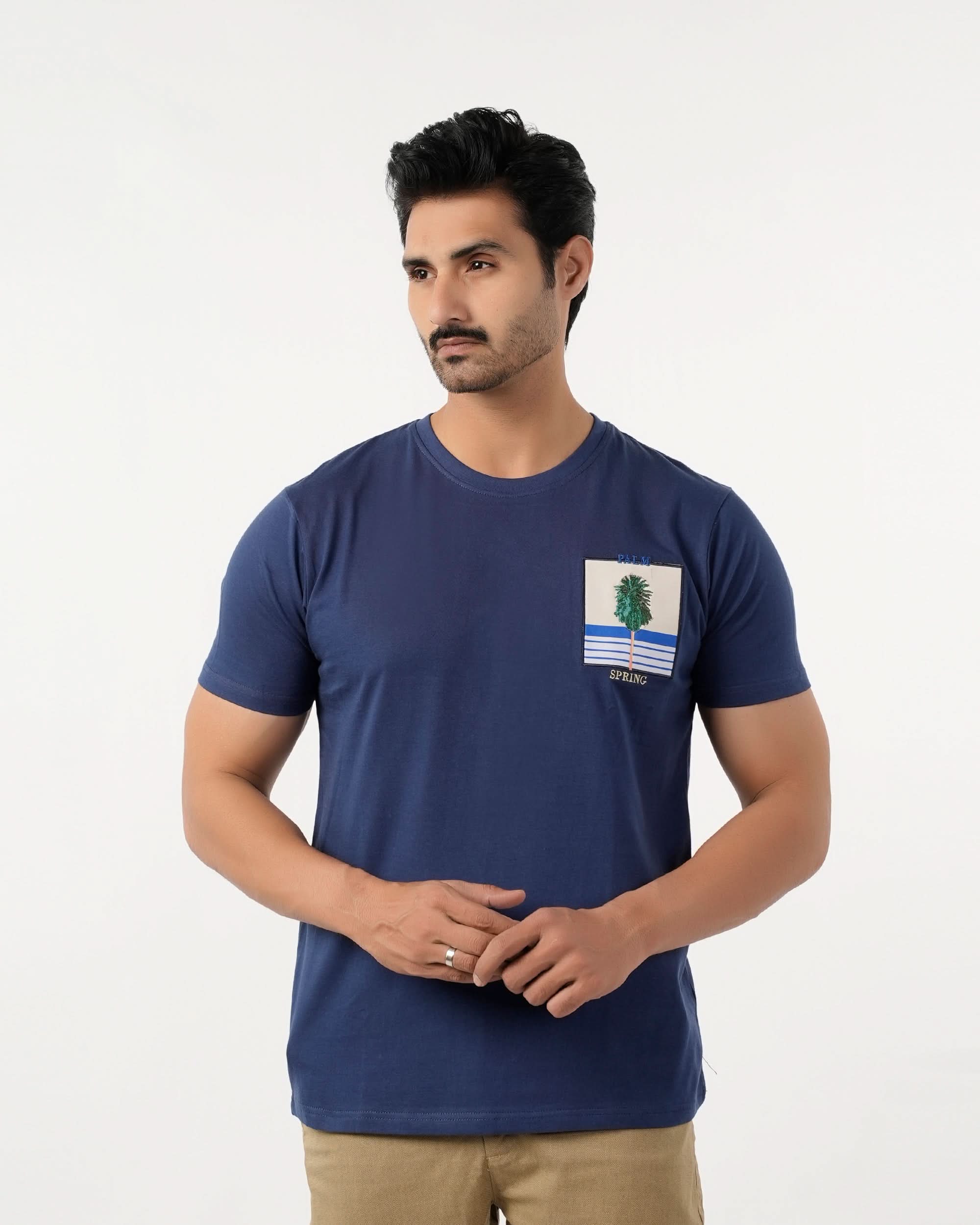 Eminent Men's Round Neck Half Sleeves Printed T-Shirt - Navy Blue, Men's T-Shirts & Polos, Eminent, Chase Value