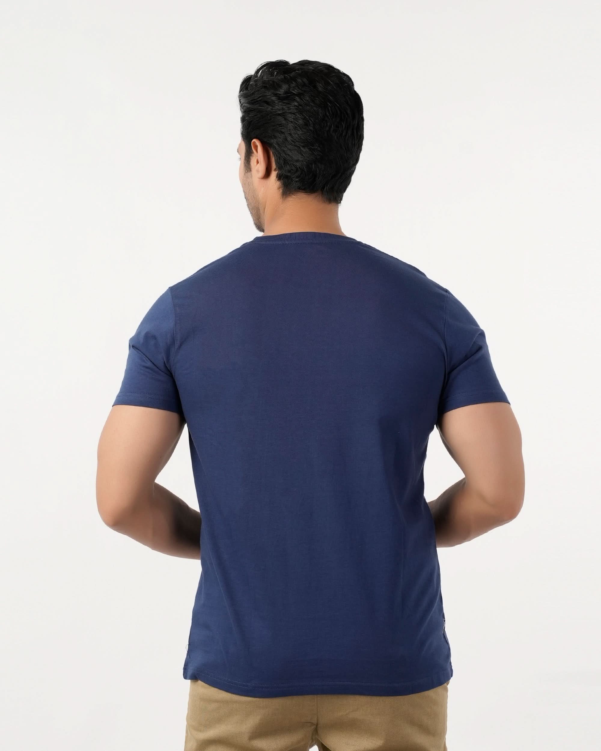 Eminent Men's Round Neck Half Sleeves Printed T-Shirt - Navy Blue, Men's T-Shirts & Polos, Eminent, Chase Value