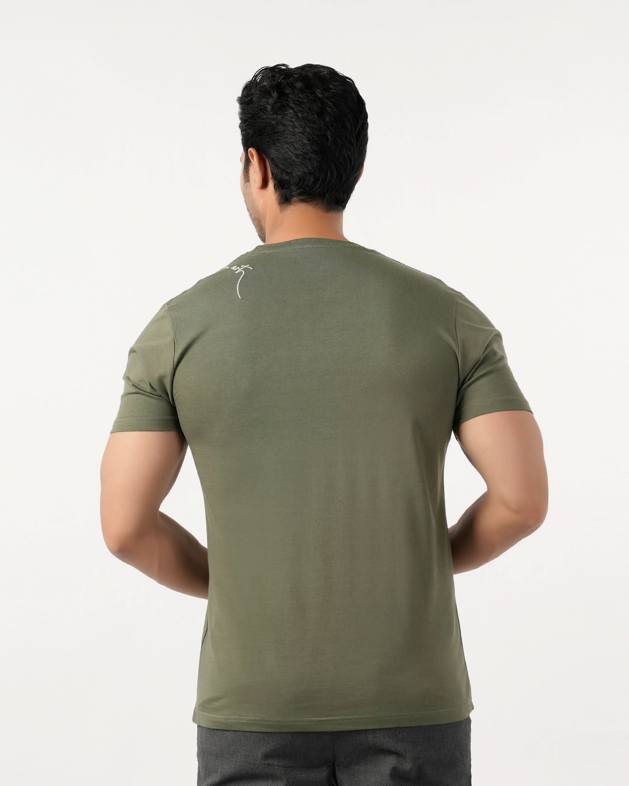 Eminent Men's Round Neck Half Sleeves Printed T-Shirt - Olive Green, Men's T-Shirts & Polos, Eminent, Chase Value