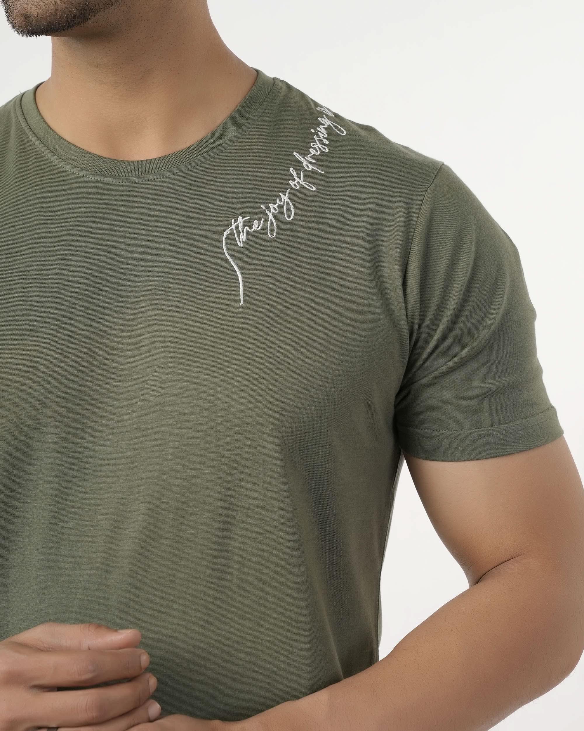 Eminent Men's Round Neck Half Sleeves Printed T-Shirt - Olive Green, Men's T-Shirts & Polos, Eminent, Chase Value