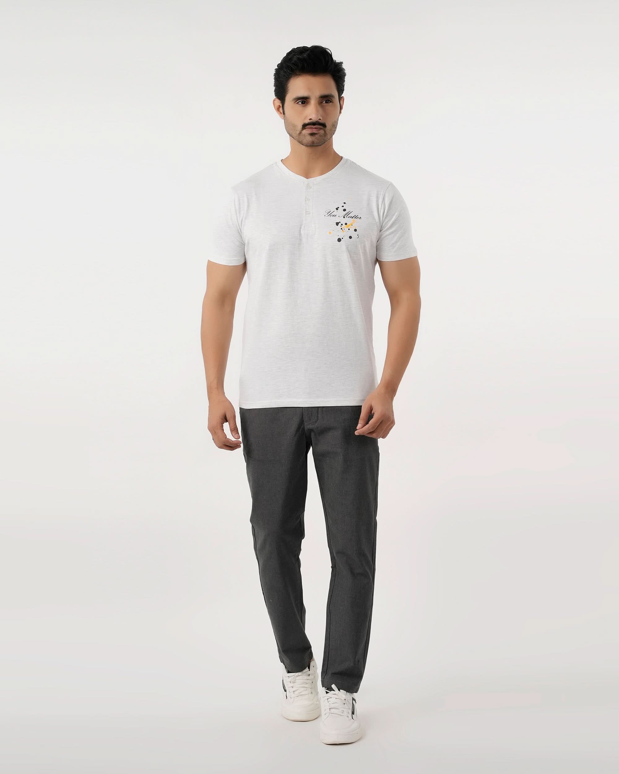 Eminent Men's Round Neck Half Sleeves Printed T-Shirt - Oatmeal, Men's T-Shirts & Polos, Eminent, Chase Value