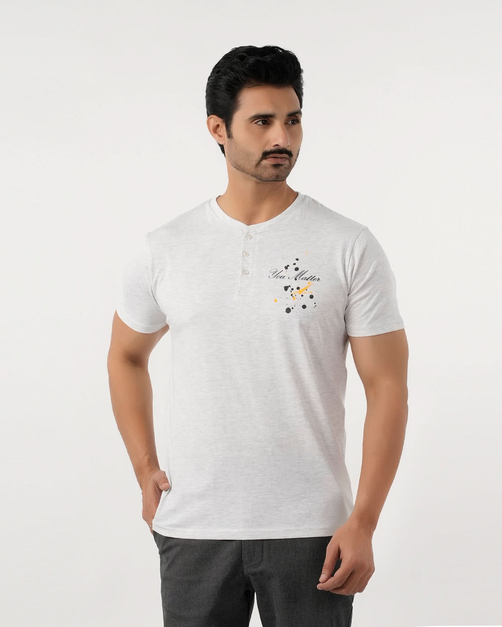 Eminent Men's Round Neck Half Sleeves Printed T-Shirt - Oatmeal, Men's T-Shirts & Polos, Eminent, Chase Value