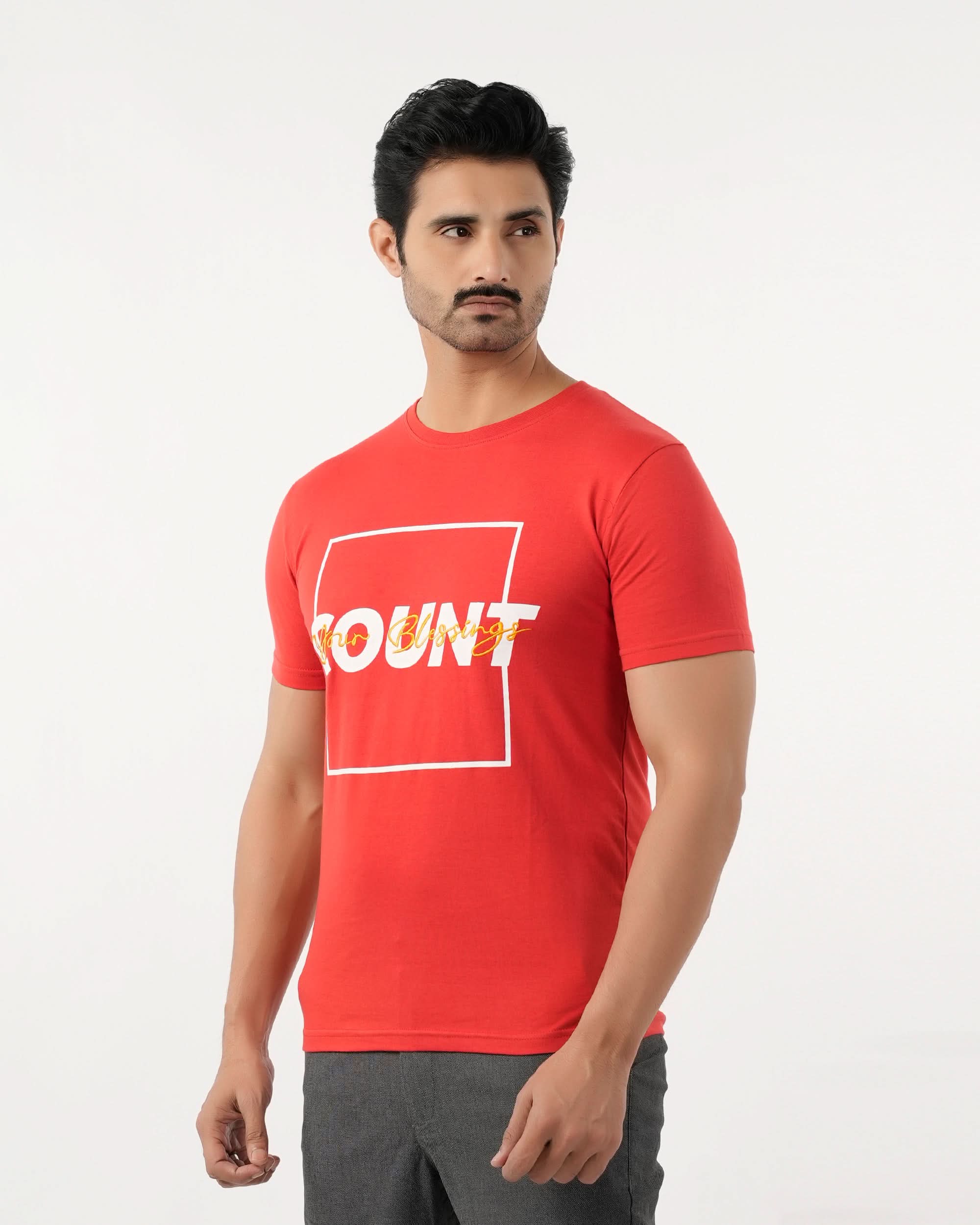 Eminent Men's Round Neck Half Sleeves Printed T-Shirt - Samba Red, Men's T-Shirts & Polos, Eminent, Chase Value