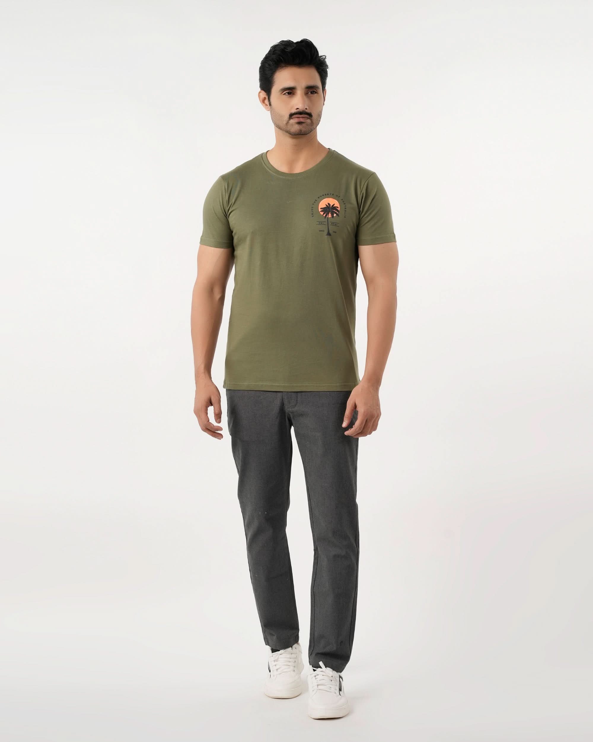 Eminent Men's Round Neck Half Sleeves Printed T-Shirt - Green, Men's T-Shirts & Polos, Eminent, Chase Value