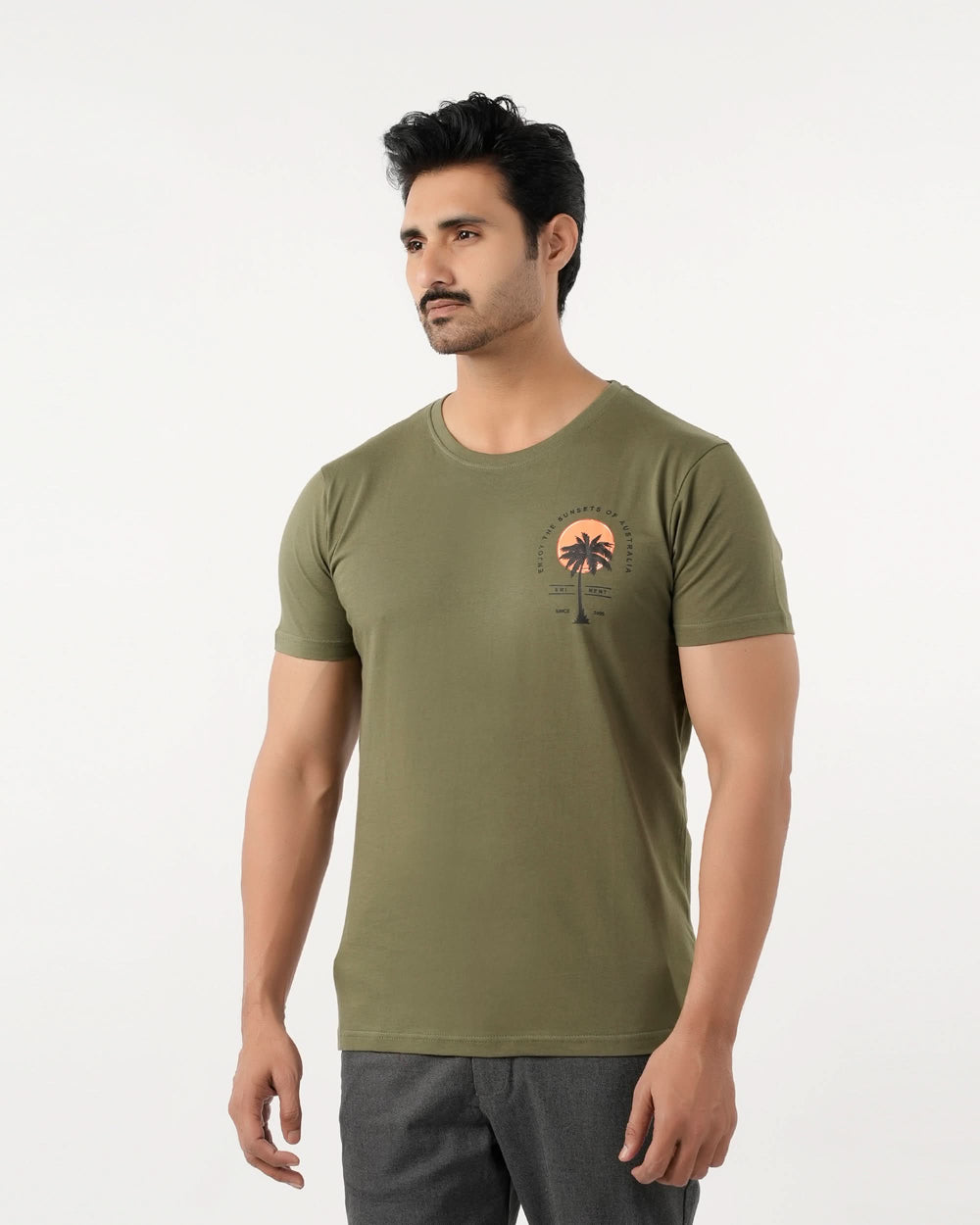 Eminent Men's Round Neck Half Sleeves Printed T-Shirt - Green, Men's T-Shirts & Polos, Eminent, Chase Value