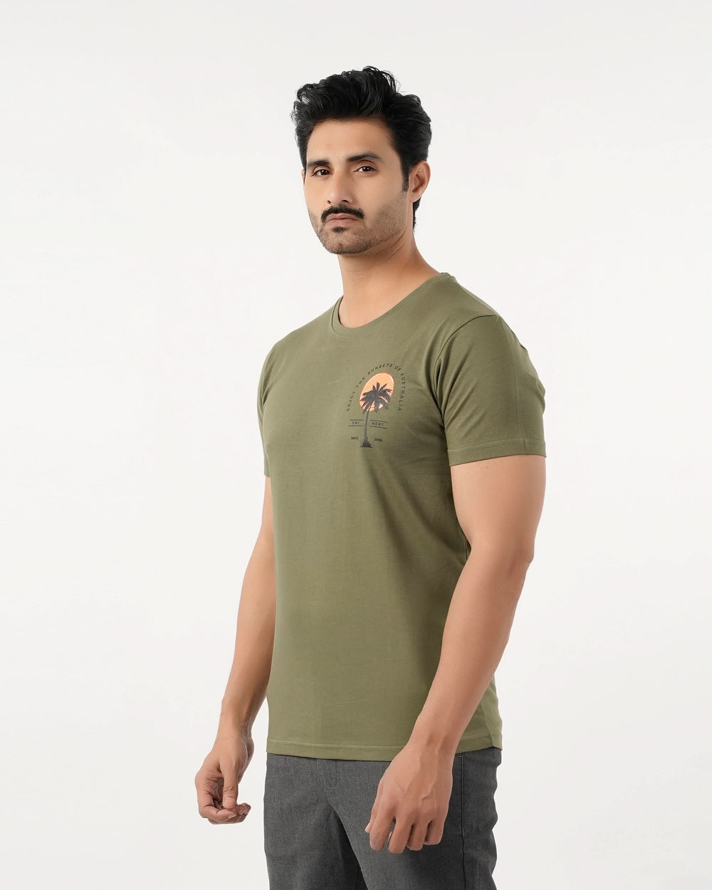 Eminent Men's Round Neck Half Sleeves Printed T-Shirt - Green, Men's T-Shirts & Polos, Eminent, Chase Value
