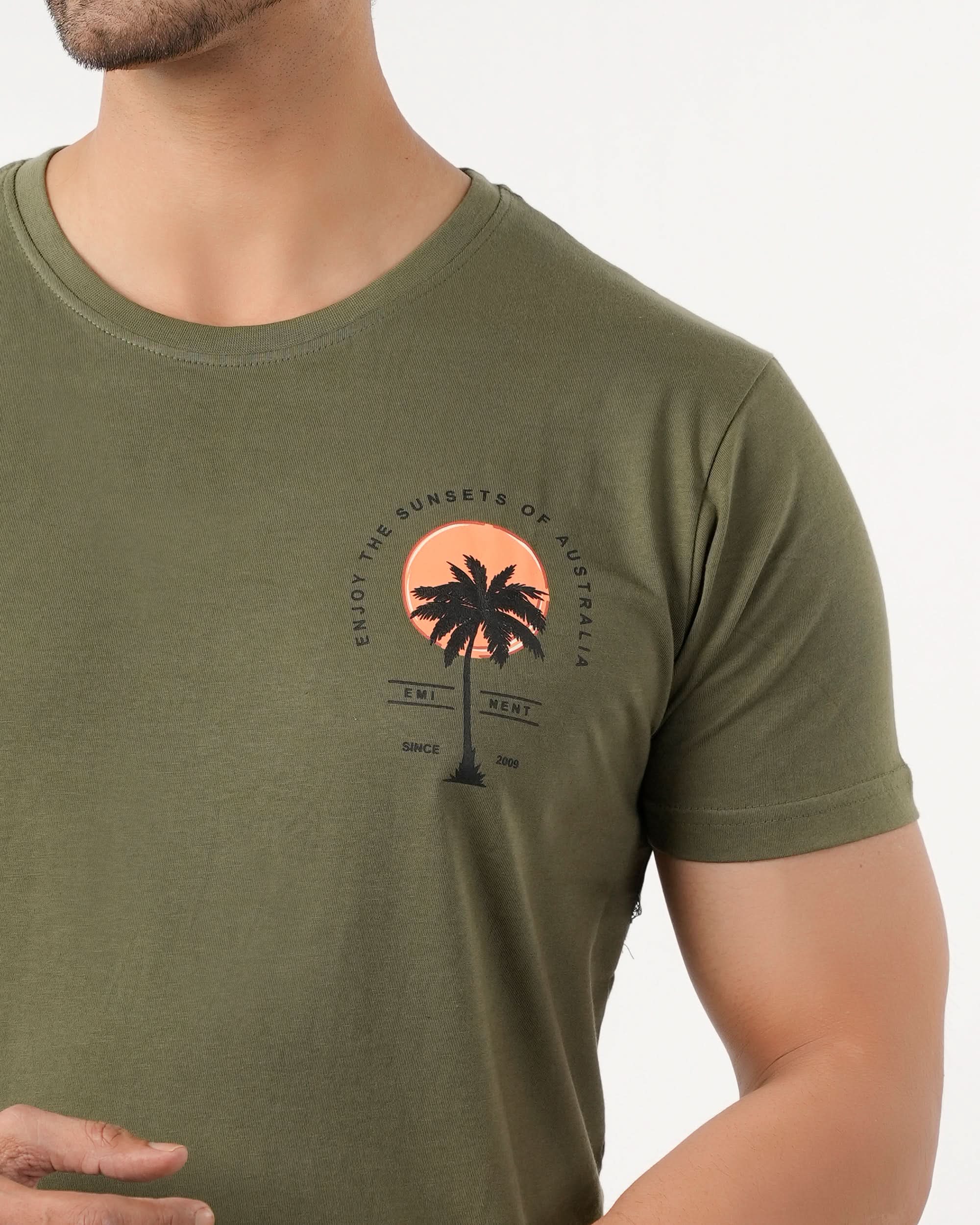 Eminent Men's Round Neck Half Sleeves Printed T-Shirt - Green, Men's T-Shirts & Polos, Eminent, Chase Value