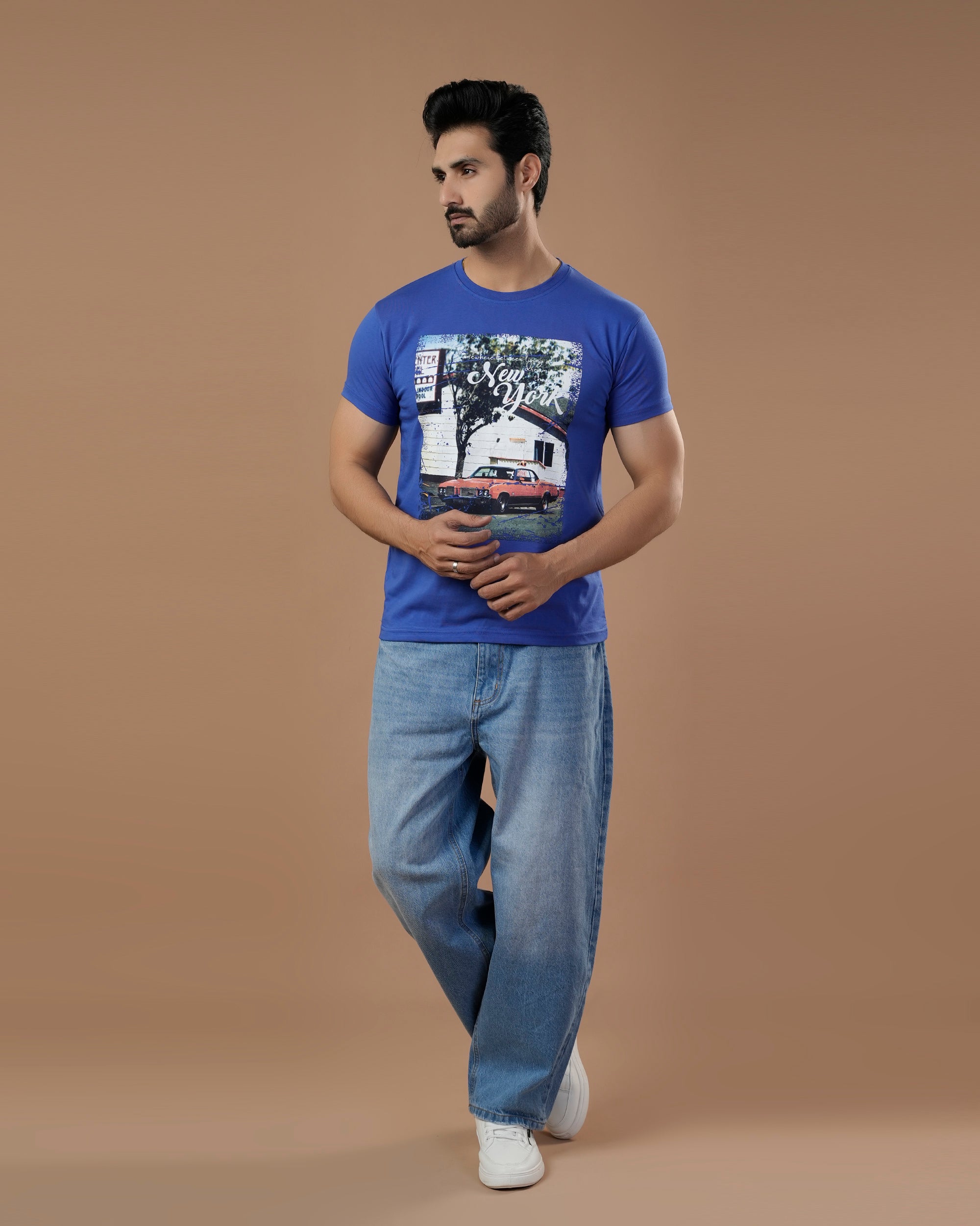 Men's Half Sleeves Digital Print T-Shirt - Royal Blue, Men's T-Shirts & Polos, Chase Value, Chase Value