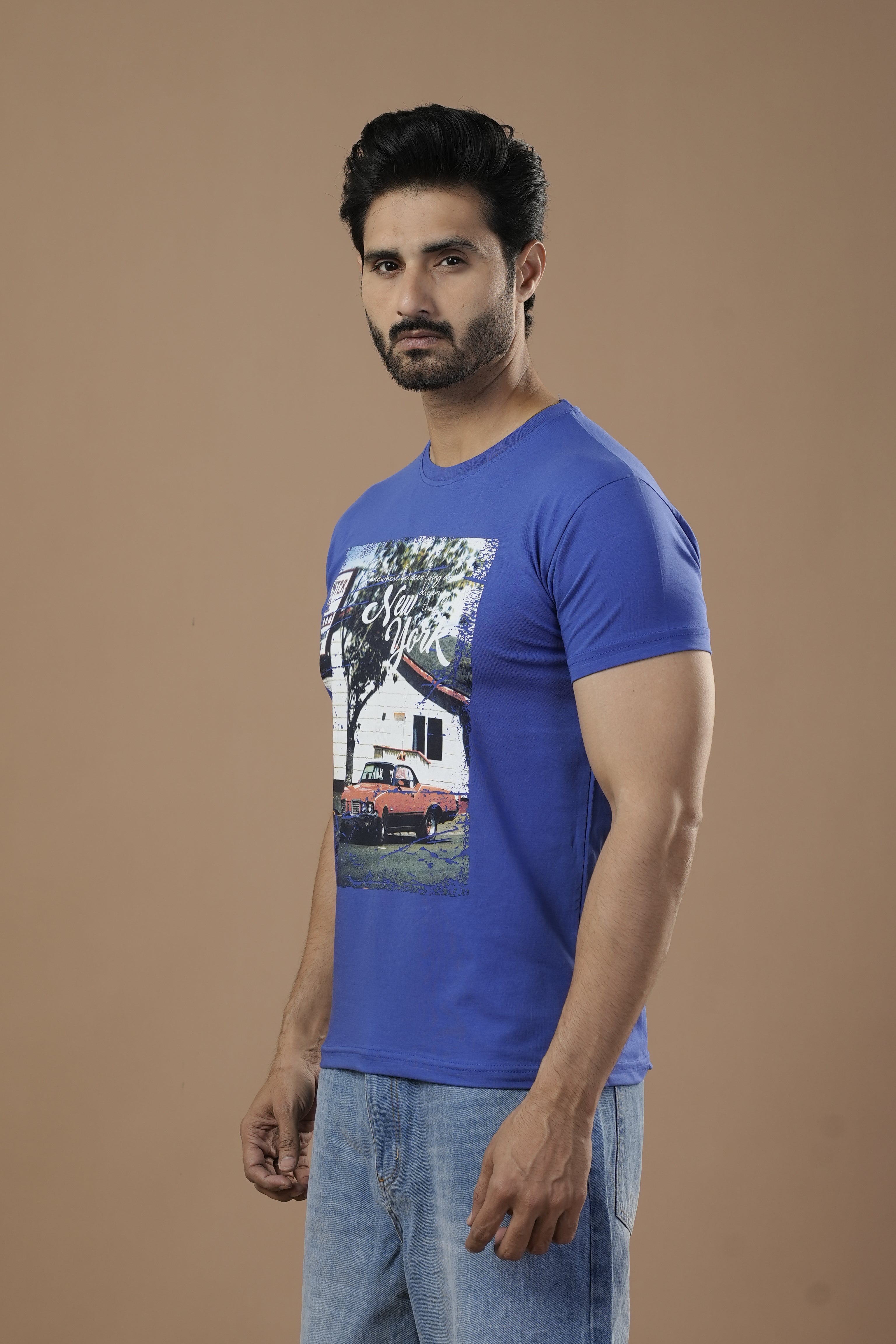 Men's Half Sleeves Digital Print T-Shirt - Royal Blue, Men's T-Shirts & Polos, Chase Value, Chase Value