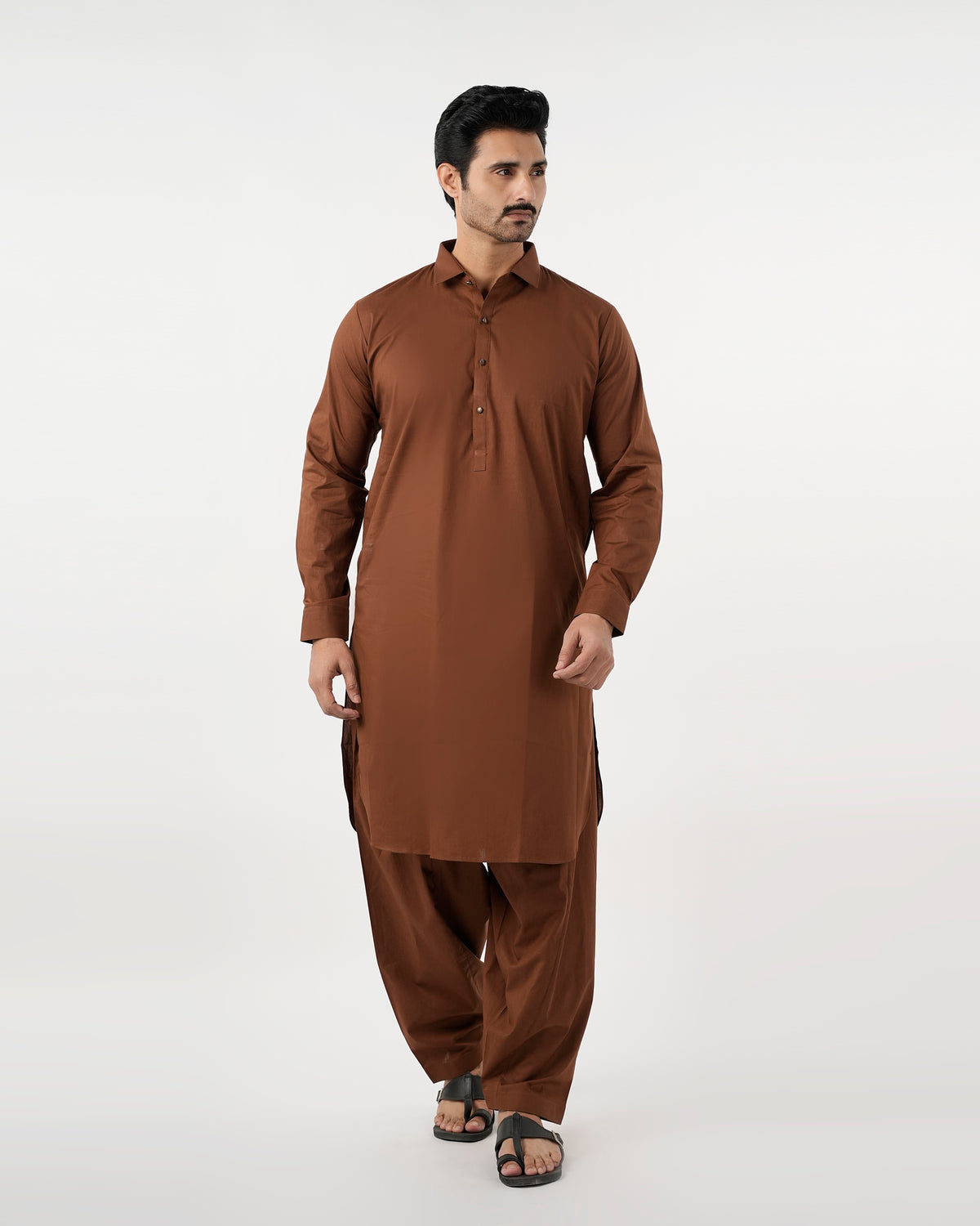 Eminent Men's Trim Fit Shalwar Suit Plain - Coffee, Men's Shalwar Kameez, Eminent, Chase Value