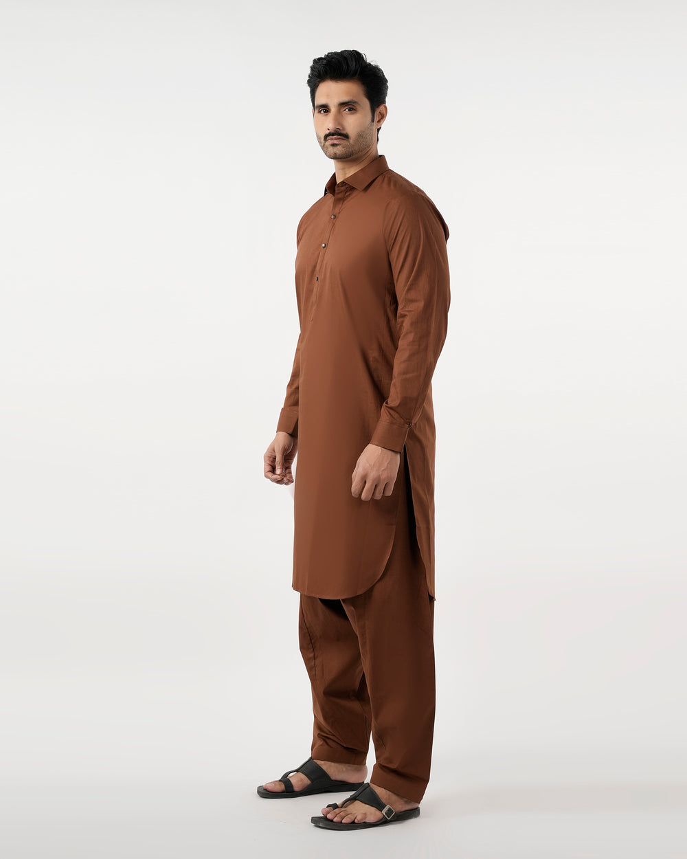 Eminent Men's Trim Fit Shalwar Suit Plain - Coffee, Men's Shalwar Kameez, Eminent, Chase Value