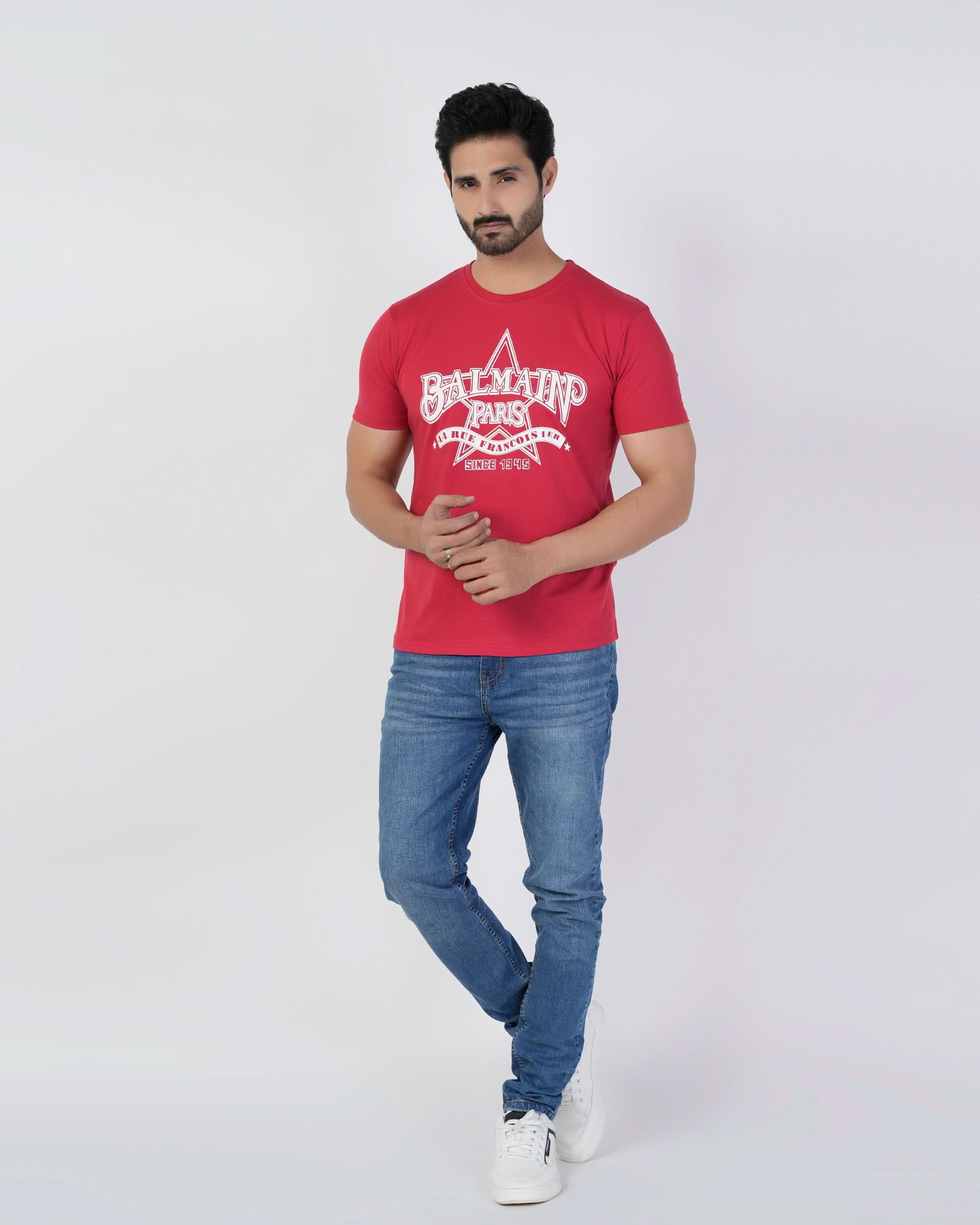 Men's Half Sleeves Round Neck Printed T-Shirt - Red, Men's T-Shirts & Polos, Chase Value, Chase Value